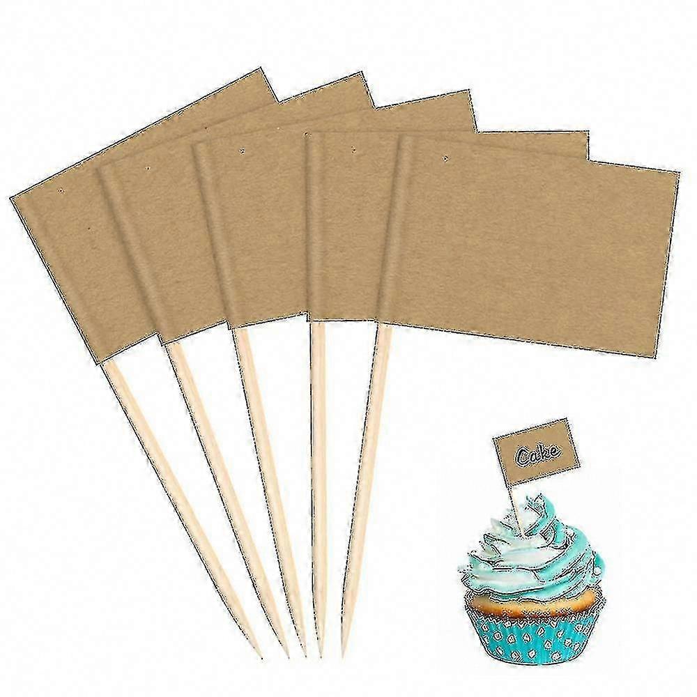 100 Leere Kraftpapier-wimpel-picker/eingangspicker/etiketten 3,5 X 2,5 Cm Für Buffet, Käseplatte, Cupcakes & Obst
