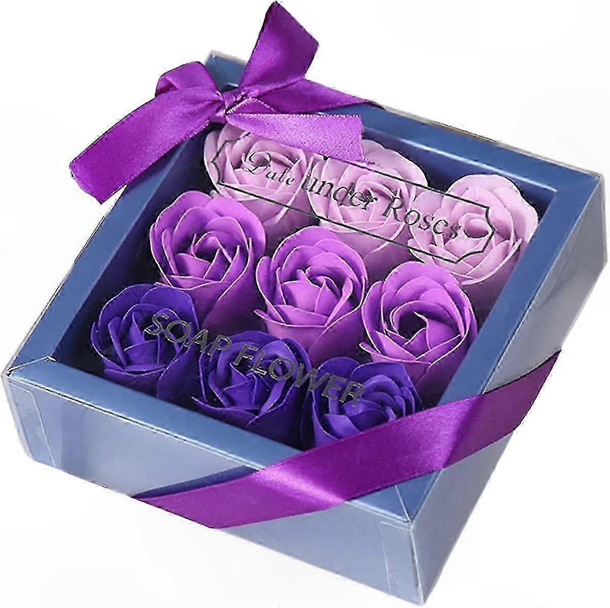 Geschenkbox Mit Handgefertigten Blumenseifen, Quadratisches Geschenk Zum Valentinstag, Geburtstag, Einzug Oder Zur Hochzeit