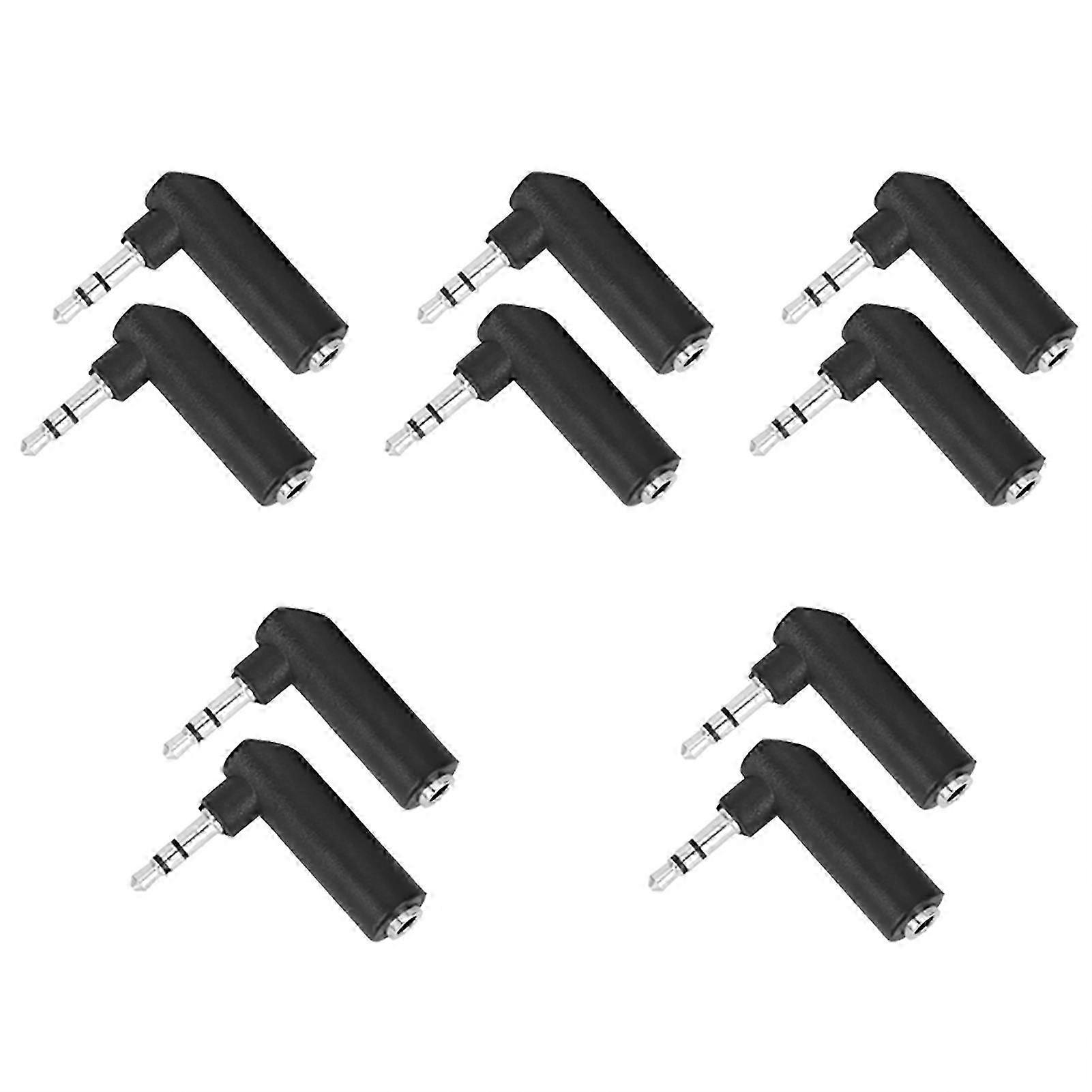 10 Rechtwinklige 3,5-mm-klinkenstecker-buchsenadapter Für Stereo-kopfhörer, 90°-klinkenstecker Für Ohrhörer, 10er-packung