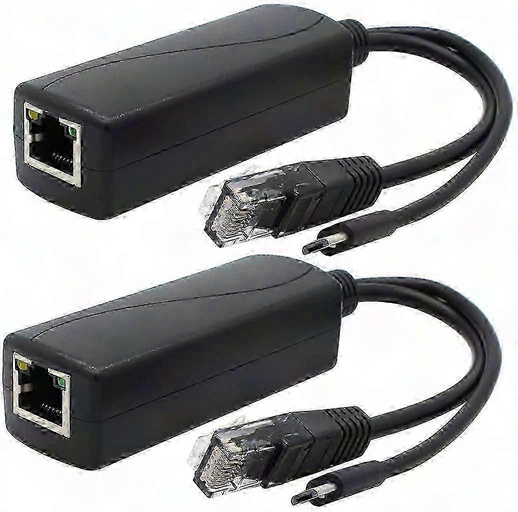 2er-pack Gigabit-poe-splitter, 48 V Auf 5 V 2,4 A Micro-usb, Kompatibel Mit Raspberry Pi 3b+, Ip-kameras Und Anderen Geräten