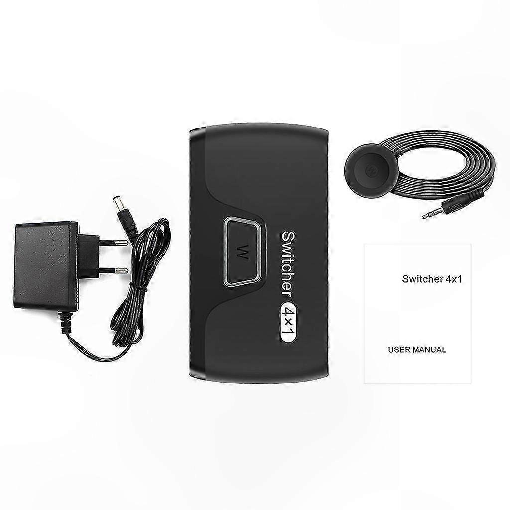 Hdmi-wahlschalter Mit 4 Eingängen Und 1 Ausgang, 3,4-gbit/s-videoumschalter Mit 2 Modi, 4k-3d-hd1080p-adapter, Multi-source-box Für Fernseher, Projektor Und Konsole