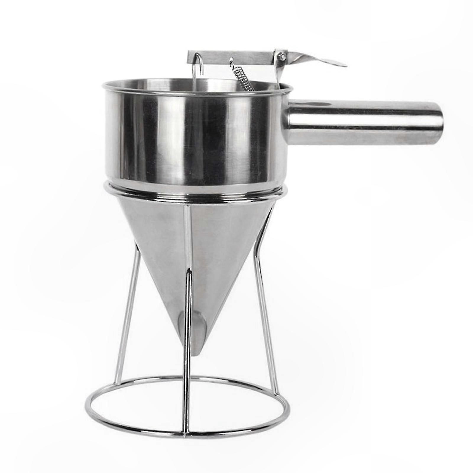Trichter Aus Edelstahl Für Waffel- Und Pfannkuchenteig, Teigkugelspender Mit Ständer, Professionelles Backwerkzeug, Präziser Pfannkuchenausgießer, Robustes Backset