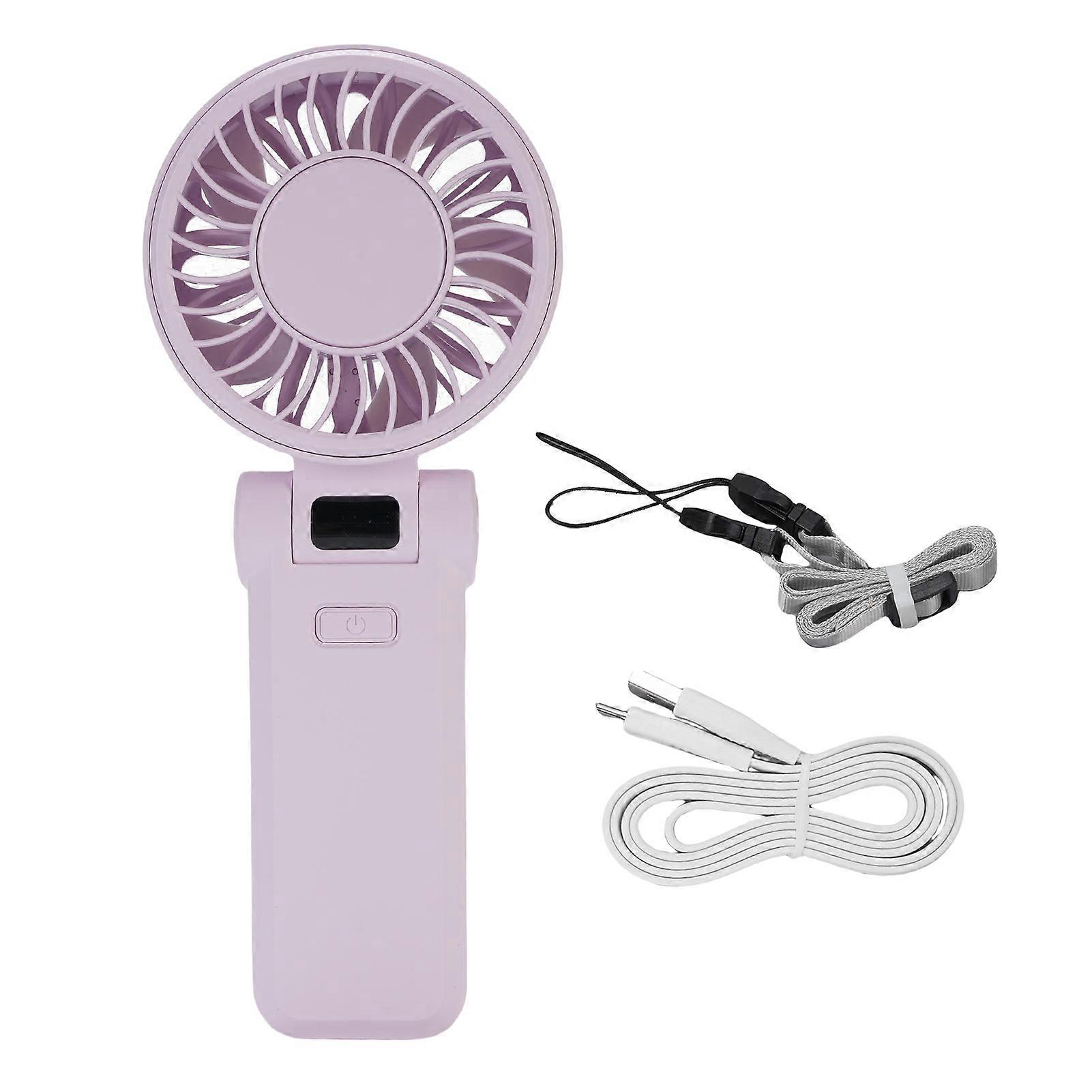 Mini-tragbarer, Faltbarer Ventilator Mit 5 Leisen Geschwindigkeitsstufen, Digitalanzeige, Einstellbaren Parametern Und Nackenband Ideal Für Outdoor-sport Und Reisen.
