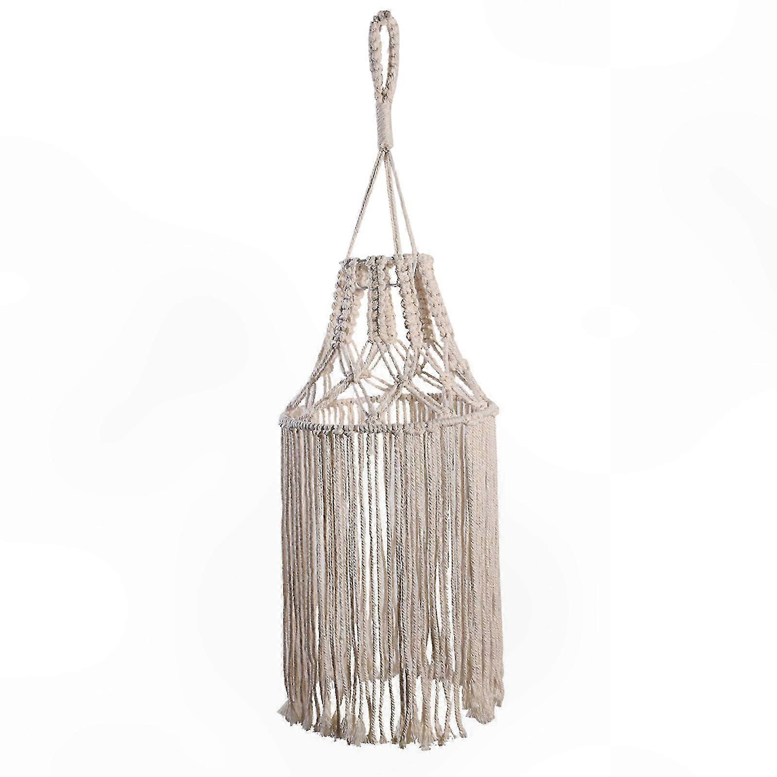 Boho-makramee-lampenschirm, Handgewebte Pendelleuchte Mit Langen Fransen, Dekorative Glühbirnenabdeckung, Moderner Wandteppich Für Wohnzimmer, Büro, Schlafzimmer