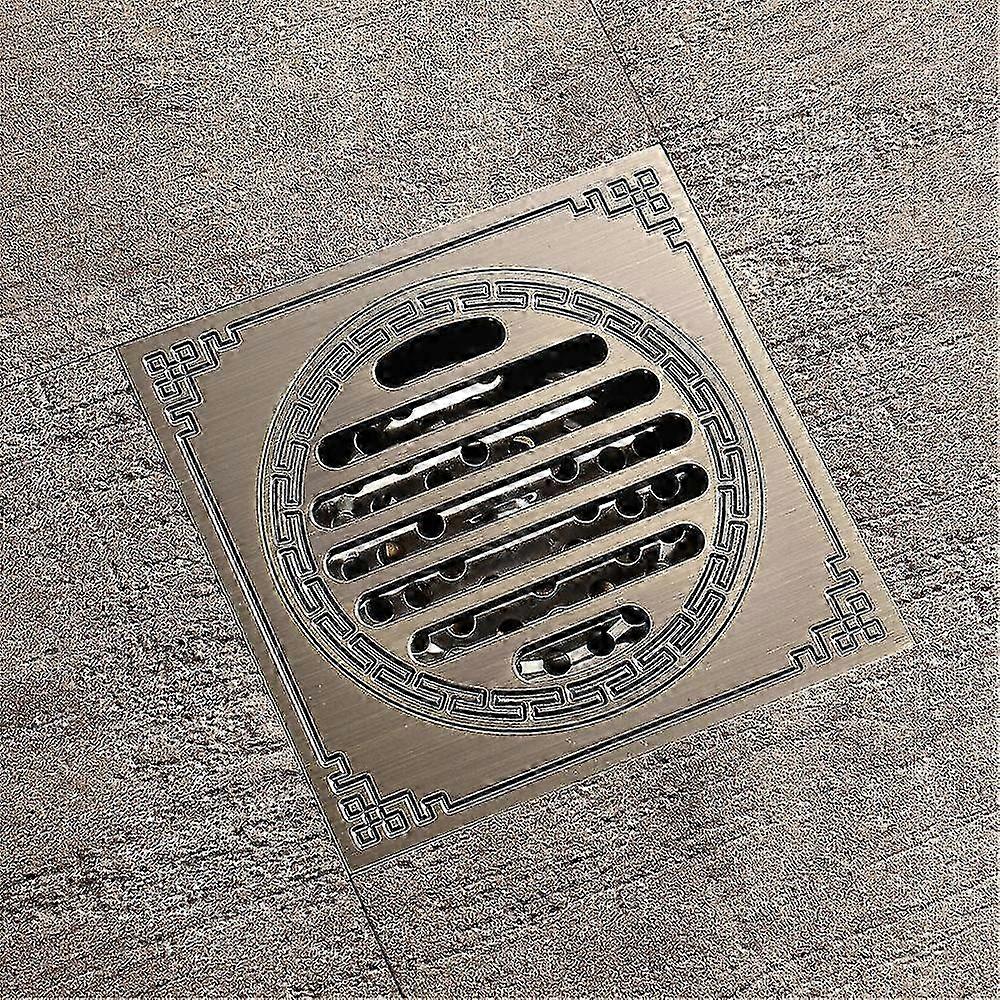 Quadratische 10x10 Cm Bodenabdeckung Aus Gealtertem Messing, Duschablauf Mit Geruchsverschluss Für Die Badezimmerentwässerung