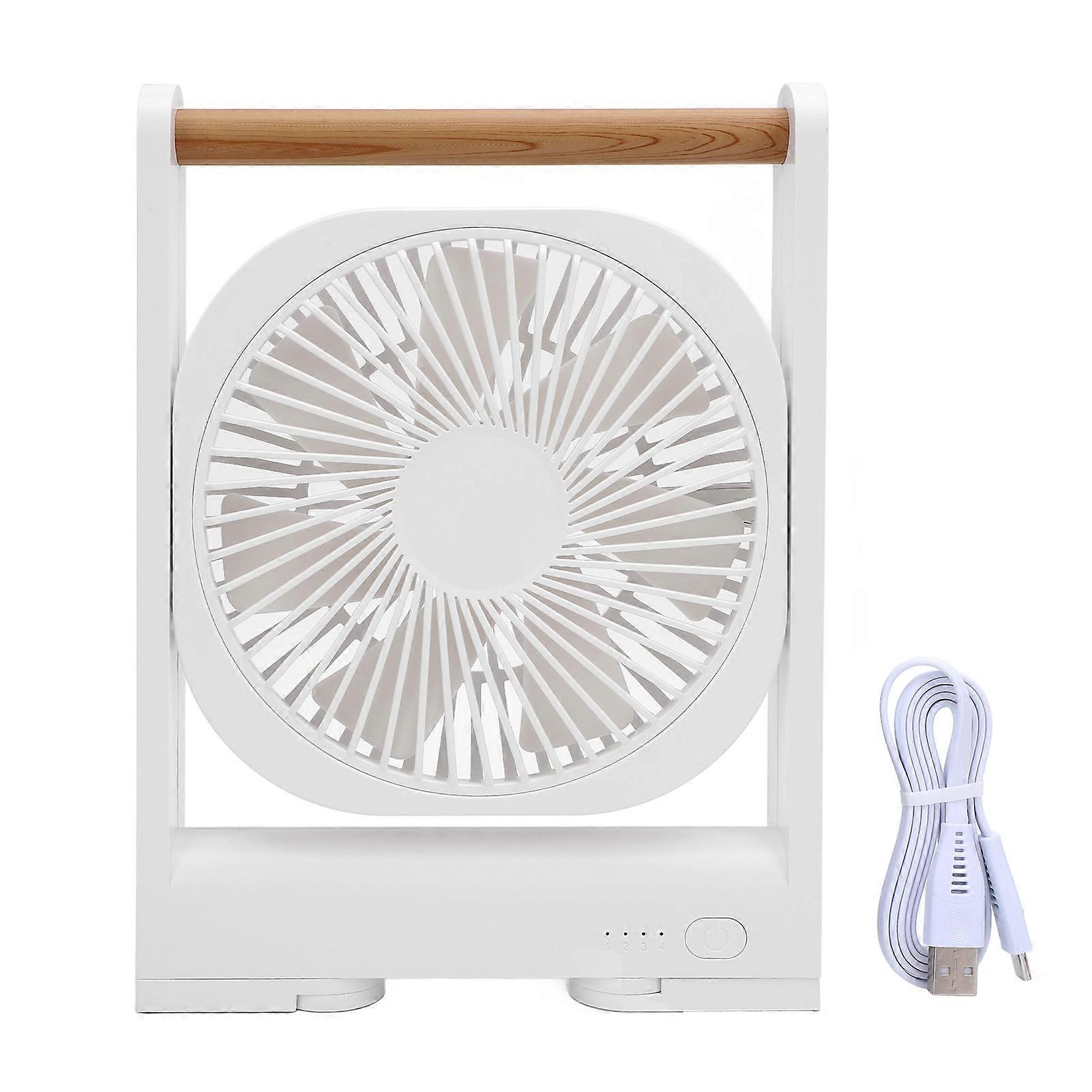 Tragbarer, Leiser, Wiederaufladbarer Tischventilator Mit 4 Einstellbaren Geschwindigkeitsstufen Und Integriertem Griff, Für Büro, Zuhause Und Reisen.