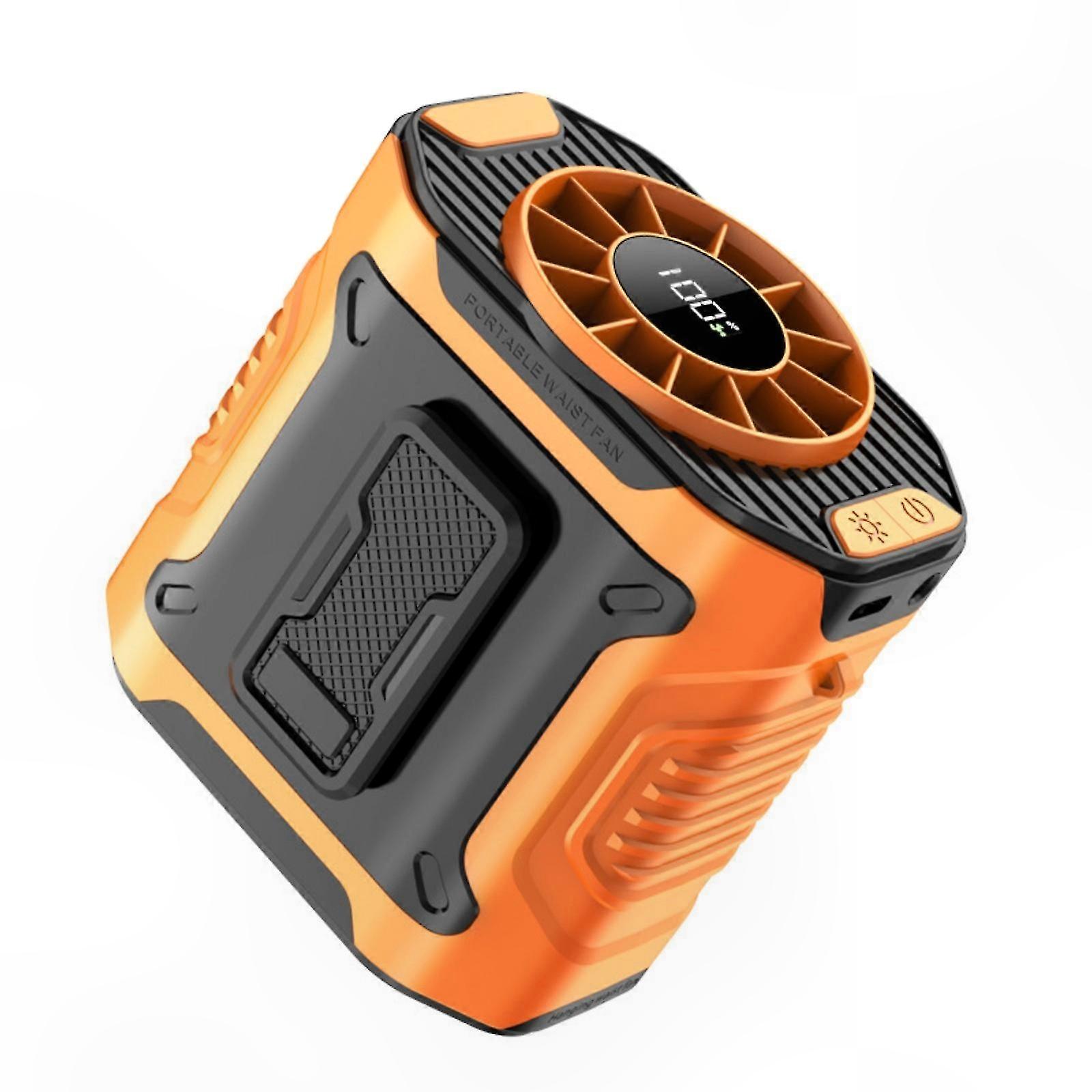 Vielseitiger Tischventilator Mit 100 Geschwindigkeitsstufen, Einstellbarer Windgeschwindigkeit Und Hüftgurt, Ideal Für Camping Und Outdoor-aktivitäten.