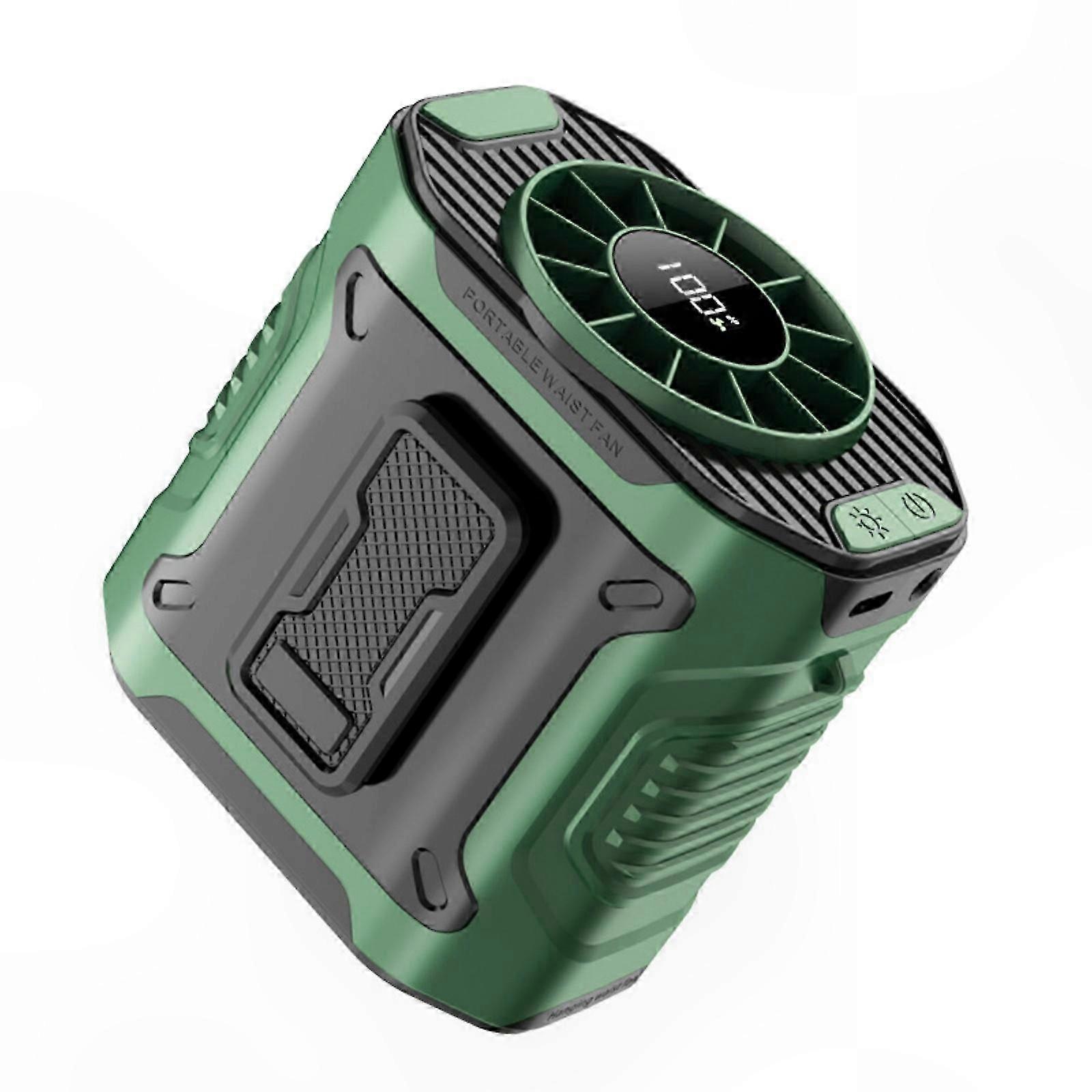 Oranger Multifunktions-campingventilator, 100-stufige Windregulierung, Mit Hüftgurt, Für Den Einsatz Im Freien, Wandern Und Picknicks.