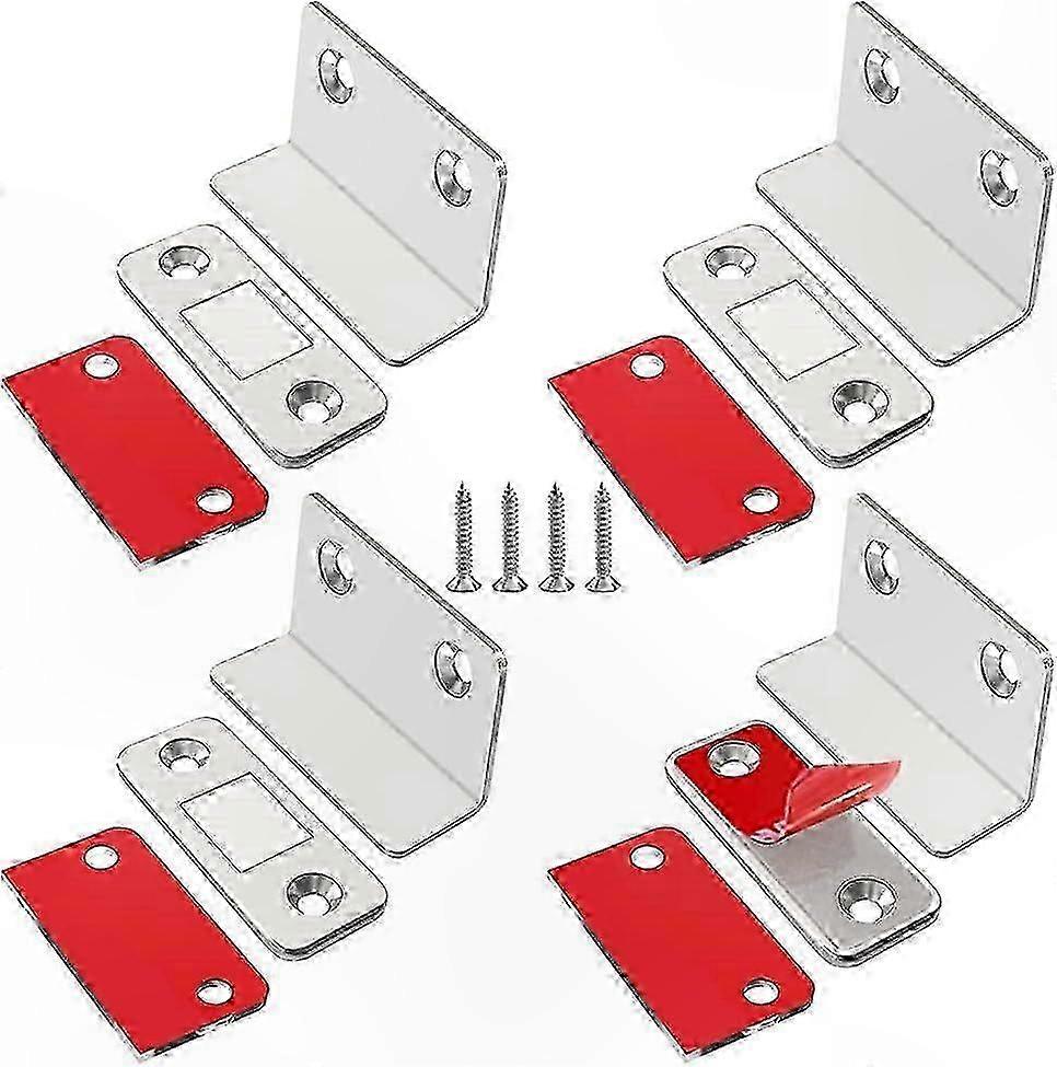 Set Mit 4 Ultradünnen, L-förmigen Schranktürmagneten, Starke Magnetische Klebebefestigung Für Möbel, Unsichtbarer Verschluss