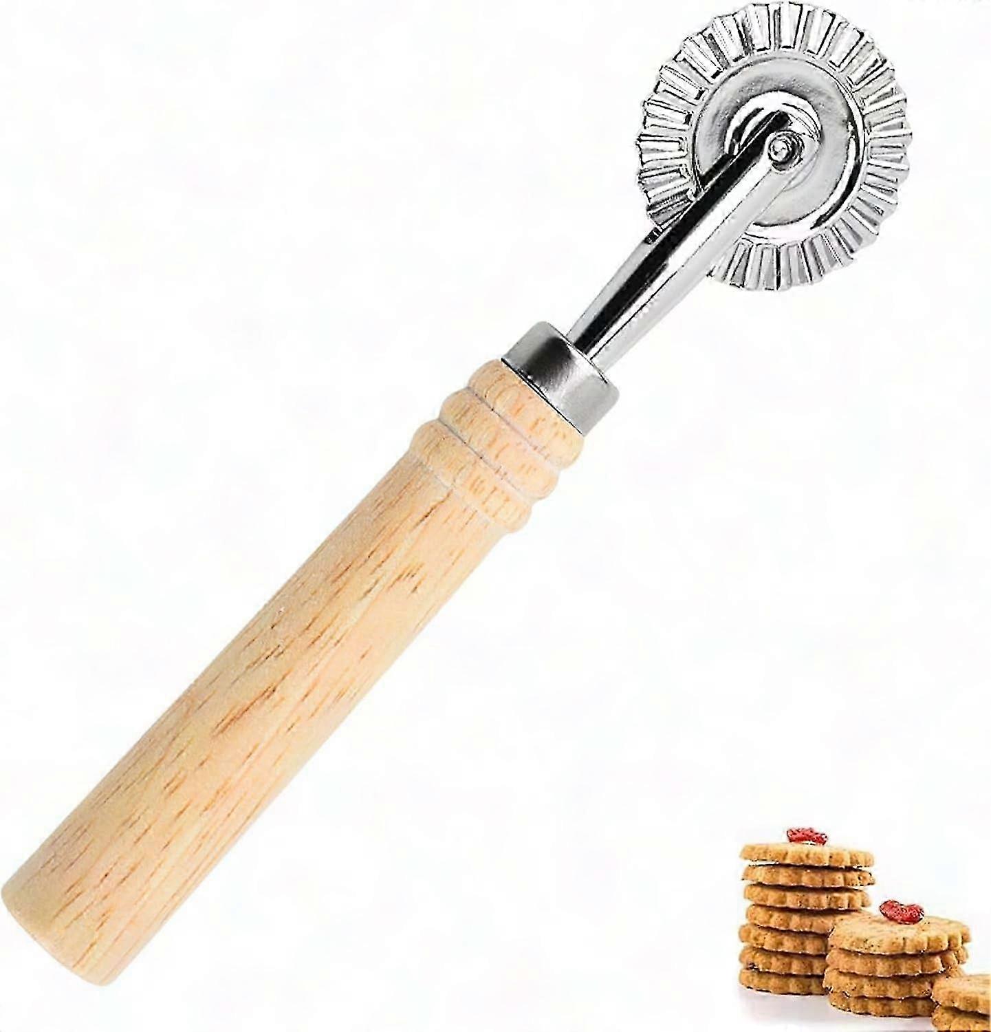 Gezahntes Teigrädchen Für Teig Und Kekse, Langes Nudelholz Aus Holz Zum Ausstechen Und Formen