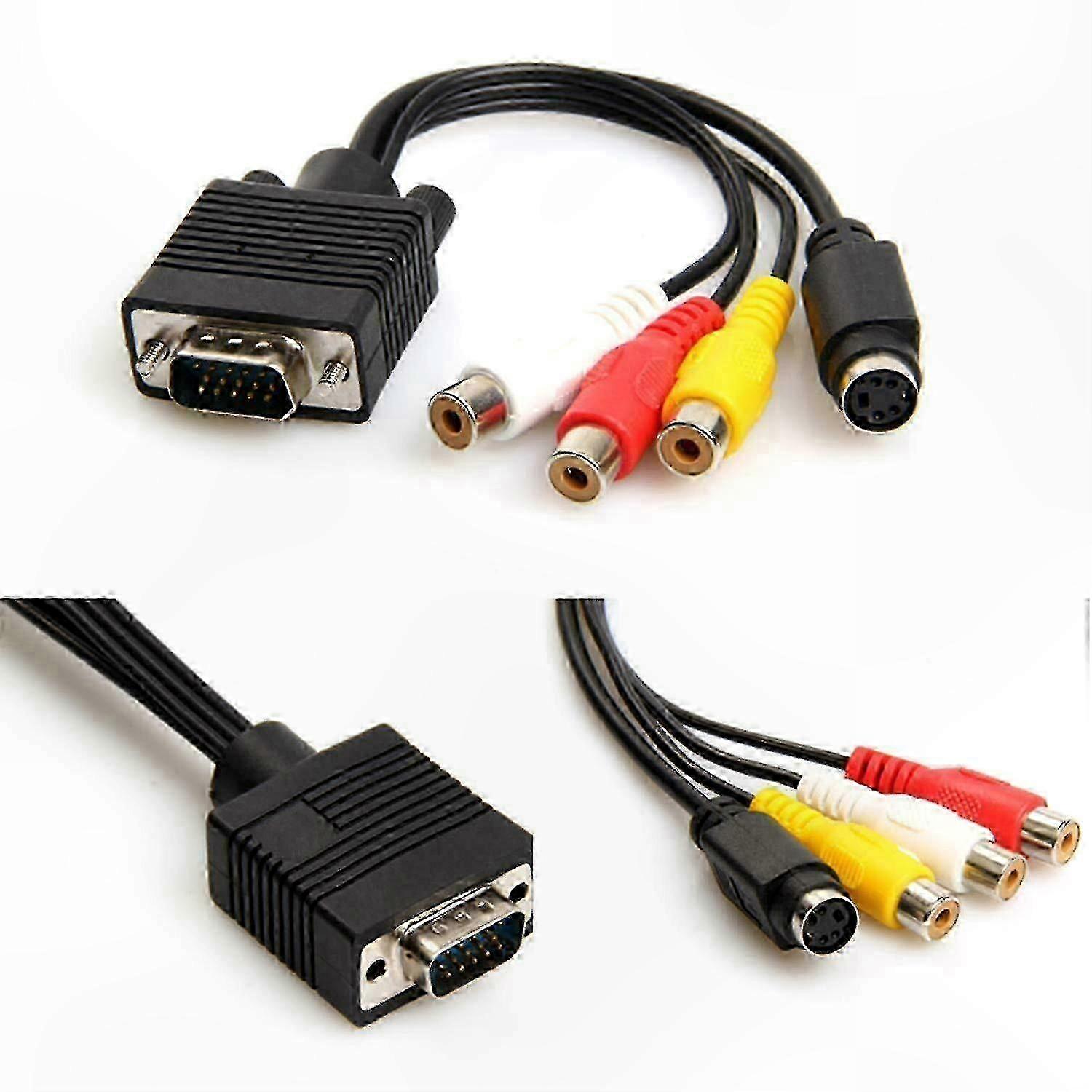 Pc-zu-tv-adapterkabel Für Vga-svga-videoausgang, Mit S-video- Und 3 Rca-av-anschlüssen, Kompatibel Mit Monitor Und Fernseher, Vollständige Audio-video-übertragung, Multifunktionales Kabel Für Heimkino