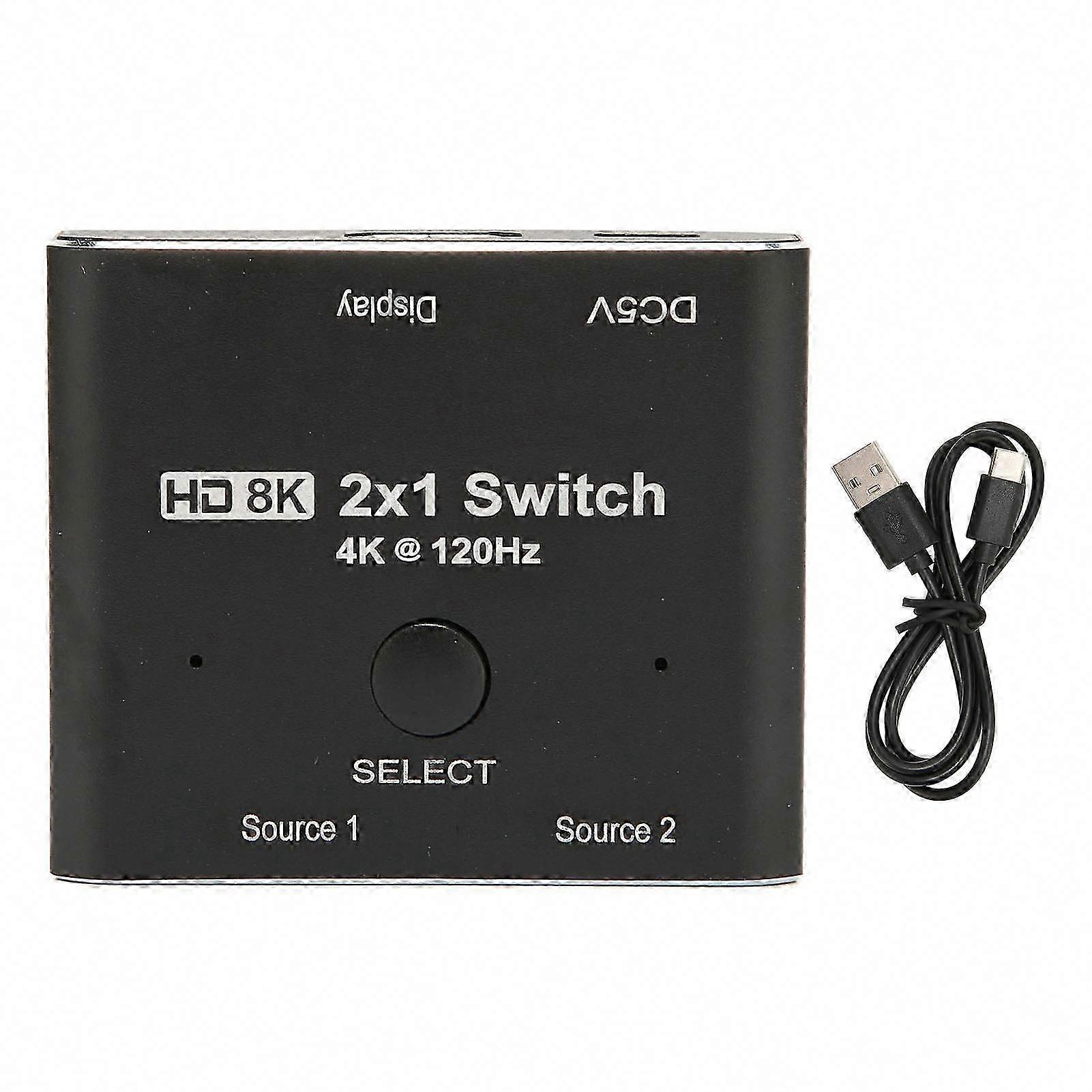 Hdmi 2.1 8k 48 Gbit/s-wahlschalter, 2 Eingänge Auf 1 Ausgang, Multimedia-umschalter Aus Aluminiumlegierung Für Ps5, Vielseitige Hd-schnittstelle