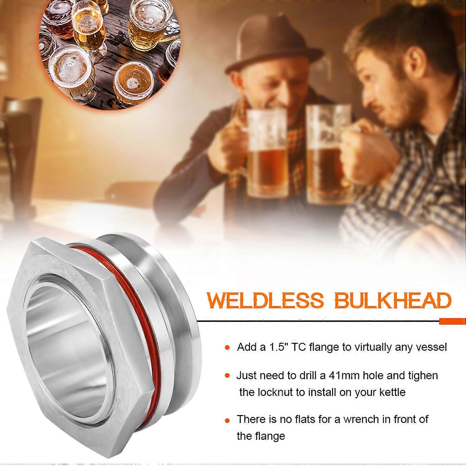 1,5"-flansch Aus Edelstahl 304 Für Heimbraukessel, Schweißfreie Verbindung, Kesseldurchführung, Robustes Montageset, Bohrgeeignet, Professionelles Zubehör Für Craft-bier-ausrüstung