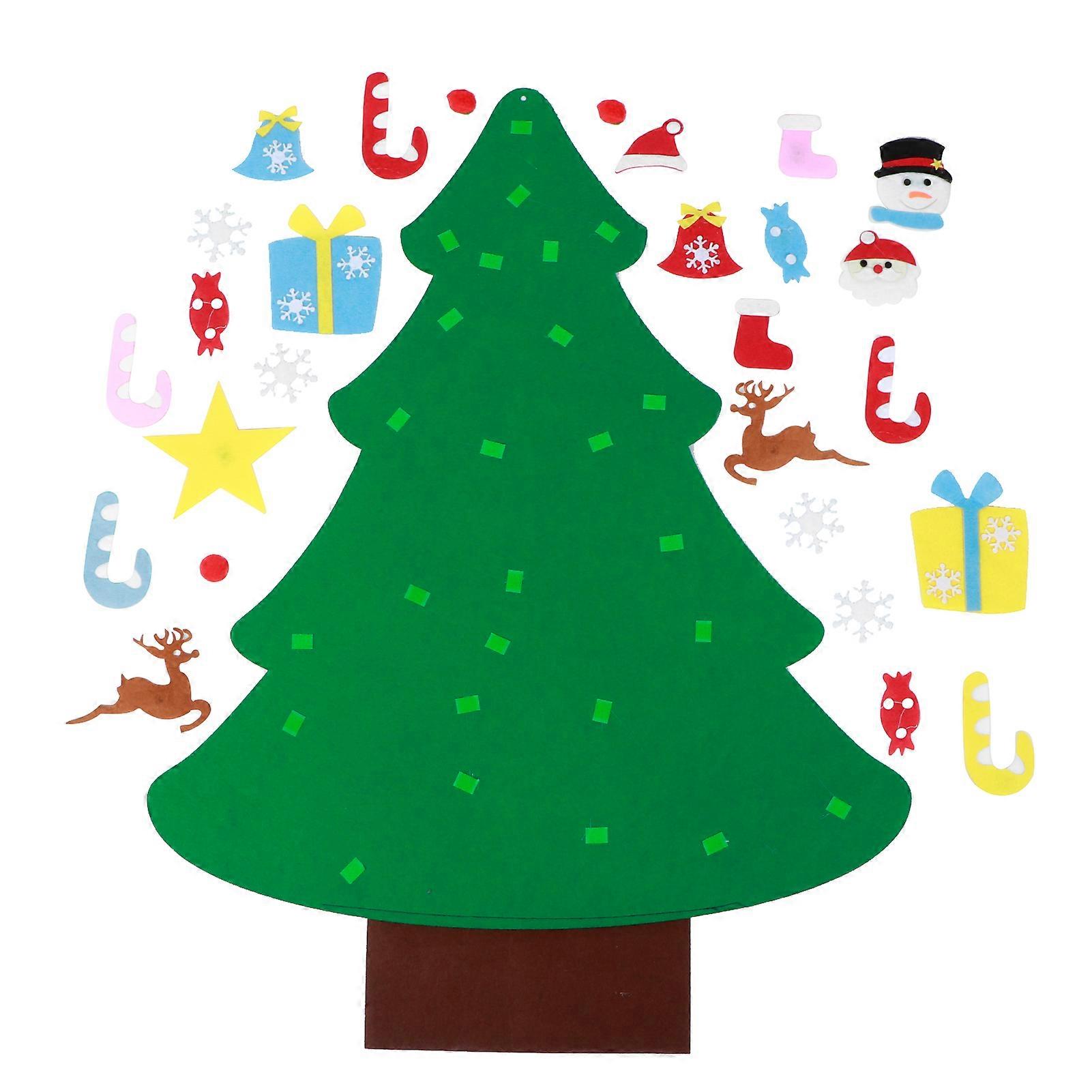 Selbstgemachter Weihnachtsbaum Aus Filz Mit Wandbehängen, Festliche Dekoration Für Kinder, Neujahrsgeschenk Und Weihnachtsschmuck Zum Aufhängen