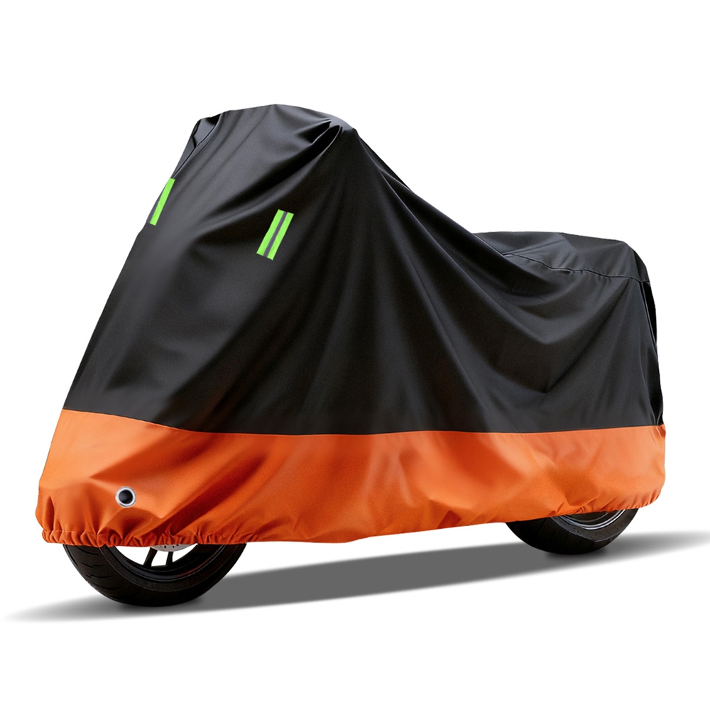 Verstärkte, Wasserdichte Motorradabdeckung 3xl (250 X 90 X 120 Cm), Schutzhülle Für Roller Und Motorräder, Uv-beständig, Regen- Und Staubschutz Für Den Außenbereich, Schwarze Oberseite, Orange Unterse