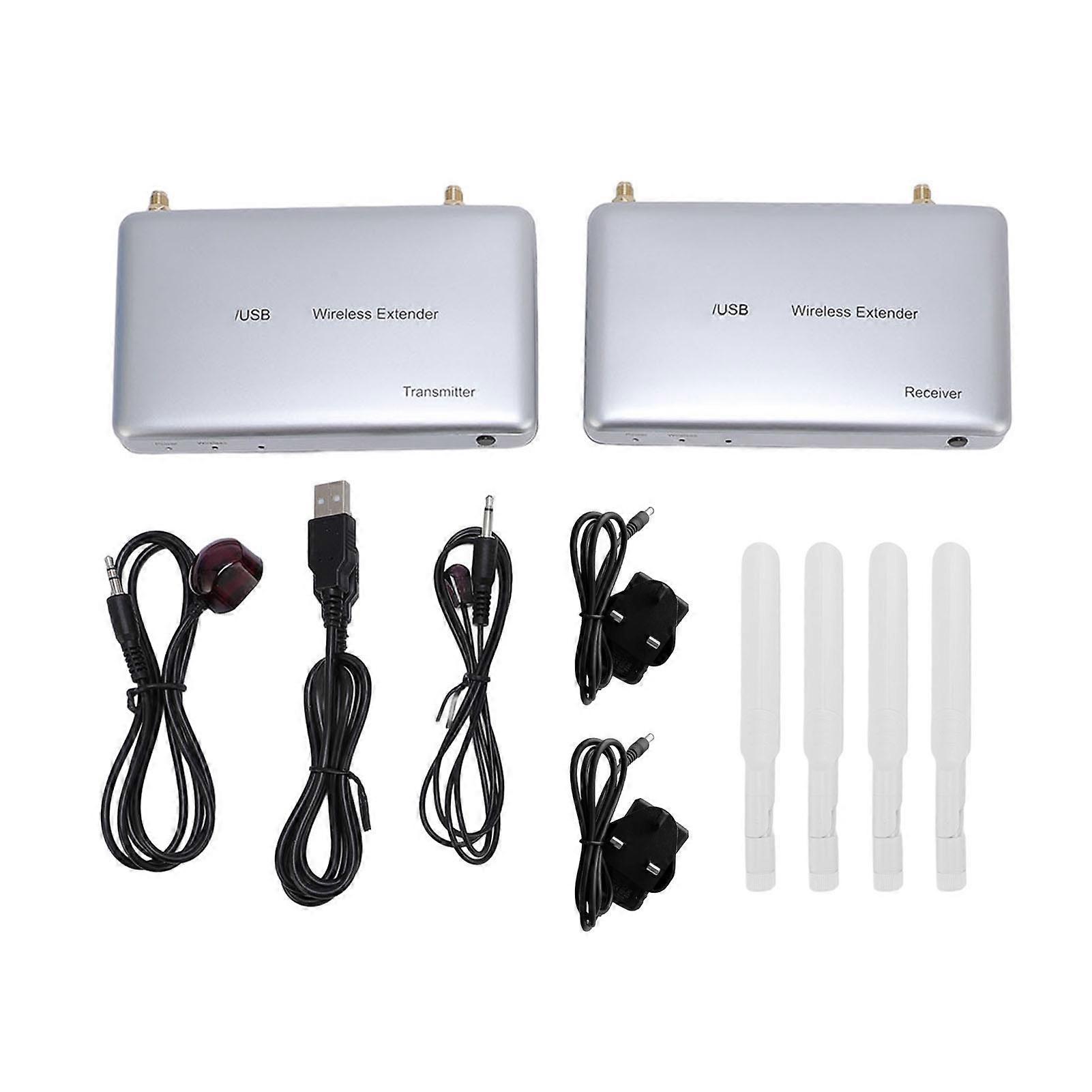 Kabelloser Hd 1080p Kvm-extender Über Cat6-kabel, 200 M Kabel, Zwei 5,8-ghz-antennen, 2 Usb-anschlüsse, Durchschleifausgang Für Tastatur, Maus Und Laptop