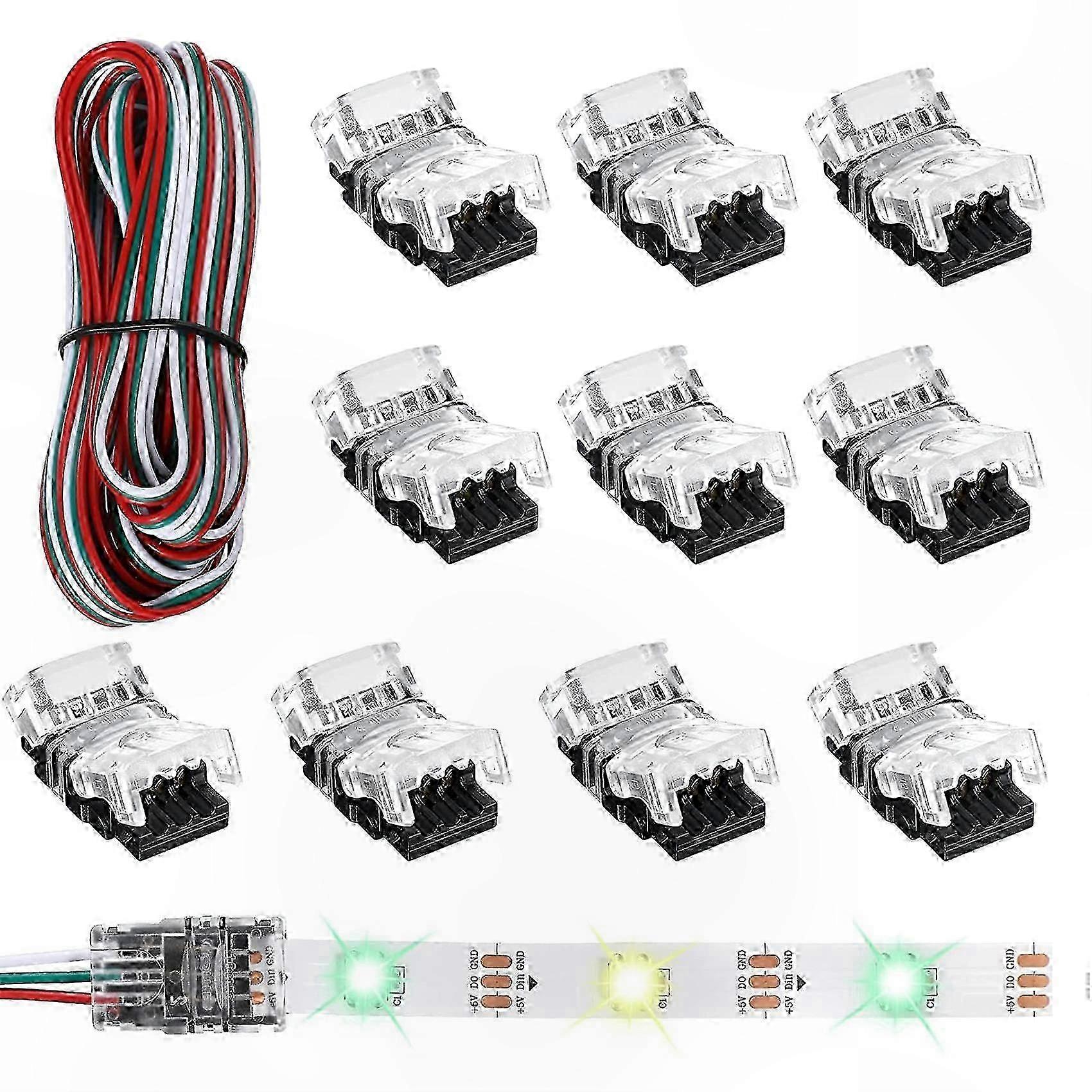 Verstellbarer 3-poliger Led-stecker, 11er-pack, 10-mm-anschluss Für Rgb-streifen Mit Ic-chips