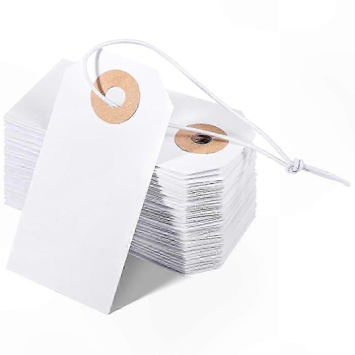 Wiederverwendbare Hängeetiketten Mit Gummiband, 7 X 3,5 Cm, Verstärktes Loch, 100 Stück, Blankoetiketten Zum Abheften Und Organisieren