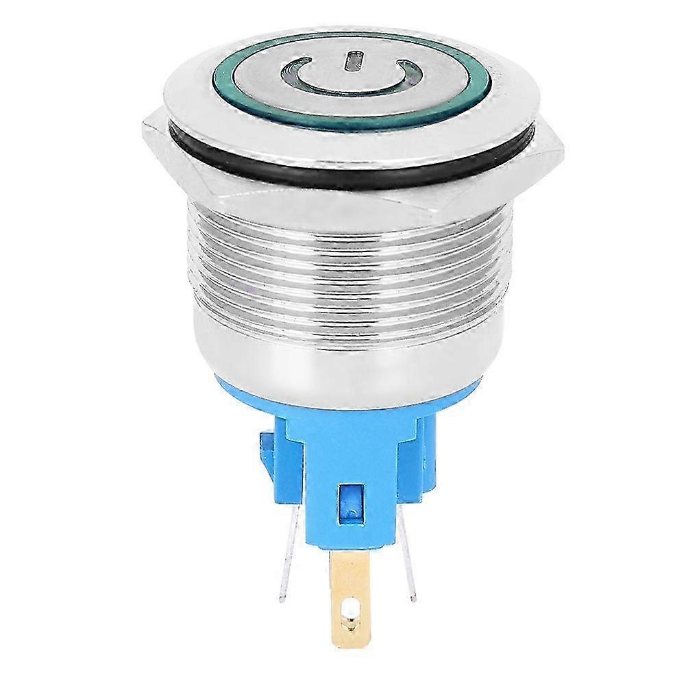 2 Drucktaster, 22 Mm, Edelstahl, Ip65, Dc 12–24 V, 6-poliger Reset-schalter Mit Grüner Kontrollleuchte