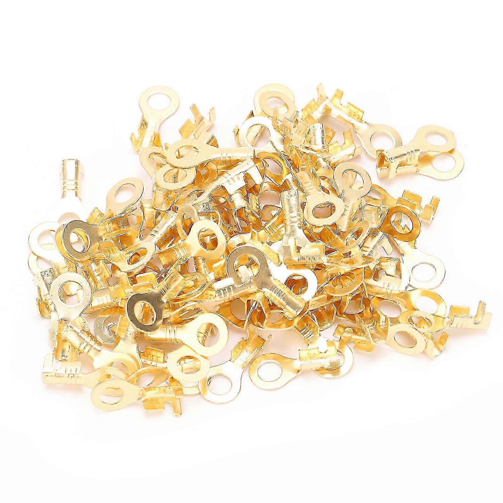 100 M4 4,2 Mm Messing-ringkabelschuhe, Kaltverpresste Aderendhülsen, Elektrische Steckverbinder Für Drähte, Packung Mit 100 Stück