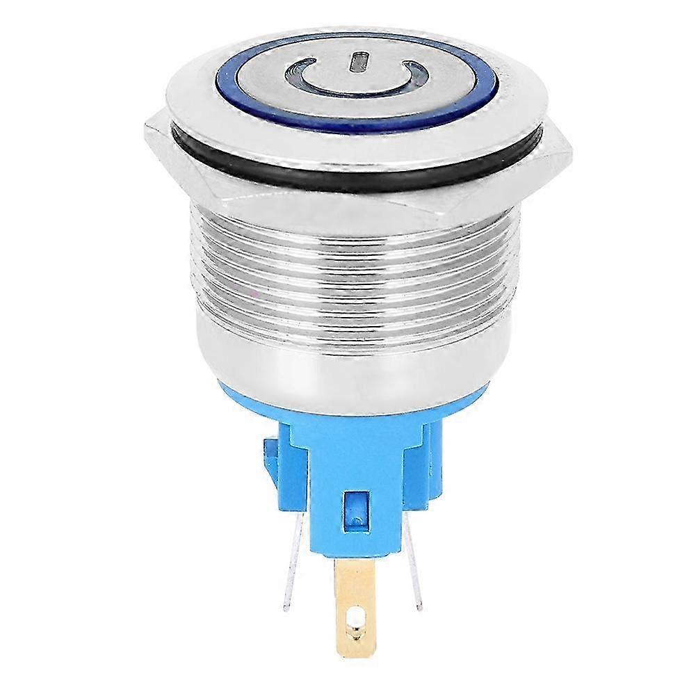 22-mm-ac220-v-6-poliger Ip65-wasserdichter Drucktaster Mit Reset-schalter Und Blauem Symbol, 2er-pack