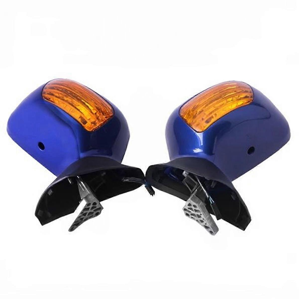 Paar Blaue Seitenspiegel Mit Gelben Blinkern Für Goldwing Gl1800 2001-2017 (rückfahrblinker)