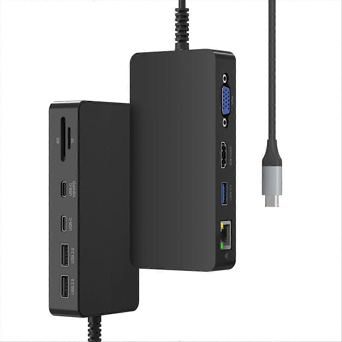 Usb-c-dockingstation Mit Integriertem Netzteil – 11-in-1-dockingstation Für Drei Bildschirme (2 + Vga) Für Pro 11/10/9/8/x/7
