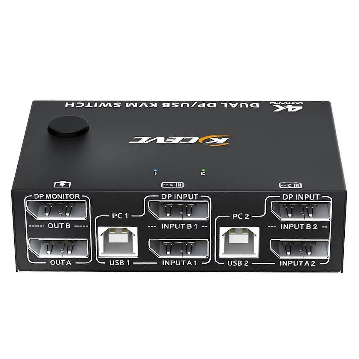 Dual-monitor-8k-kvm-switch, Displayport 1.4 Kvm-switch Für 2 Monitore Und 2 Computer, 8k 30hz Und 4k 144hz, Mit 4 Usb-anschlüssen