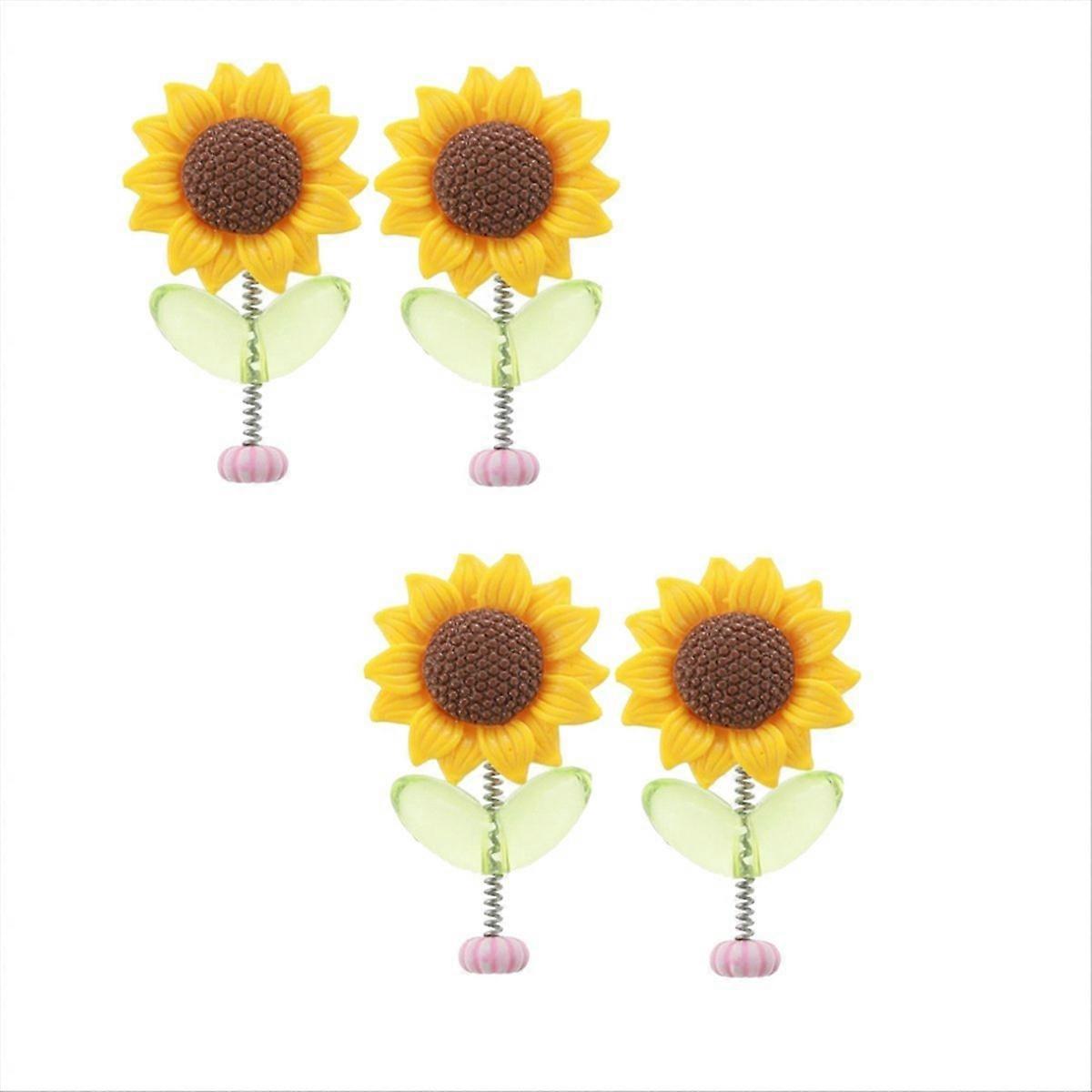 Set Mit 4 Sonnenblumen-auto-armaturenbrett-ornamenten Mit Wackelndem Und Tanzendem Kopf