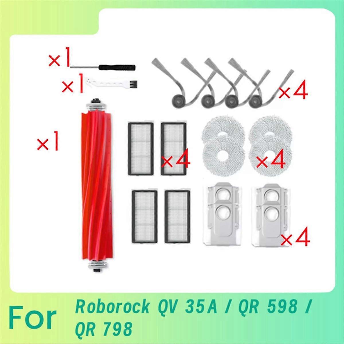 19-teiliges Set Für Staubsauger 35a / Qr 798 / Qr 598: Rotierende Seitenbürste, Hepa-filter, Reinigungstuch Und Staubbeutel
