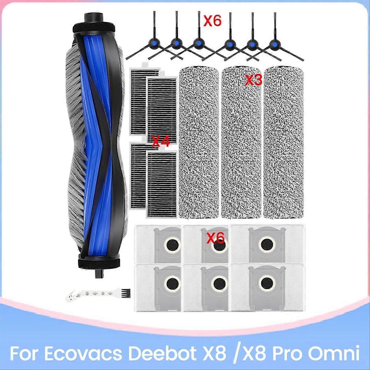 Set Mit 21 Ersatzteilen Für Den Omni X8/x8 Pro Saugroboter: Staubbeutel, Filter, Hauptseitenbürsten Und Reinigungswalzen.