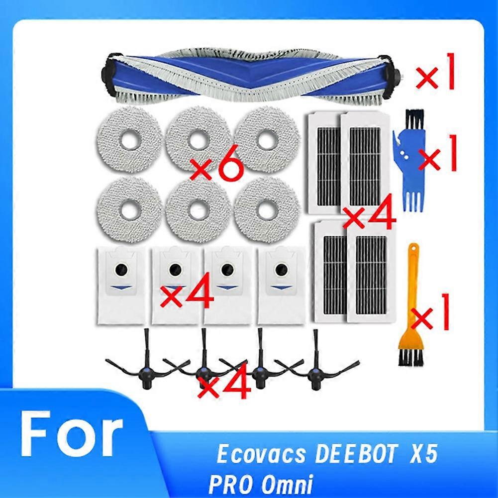 Ersatzteile Für Den Ecovacs Deebot X5 Pro Omni Saugroboter: Rotierende Seitenbürste, Hepa-filter, Reinigungstuch Und Staubbeutel.