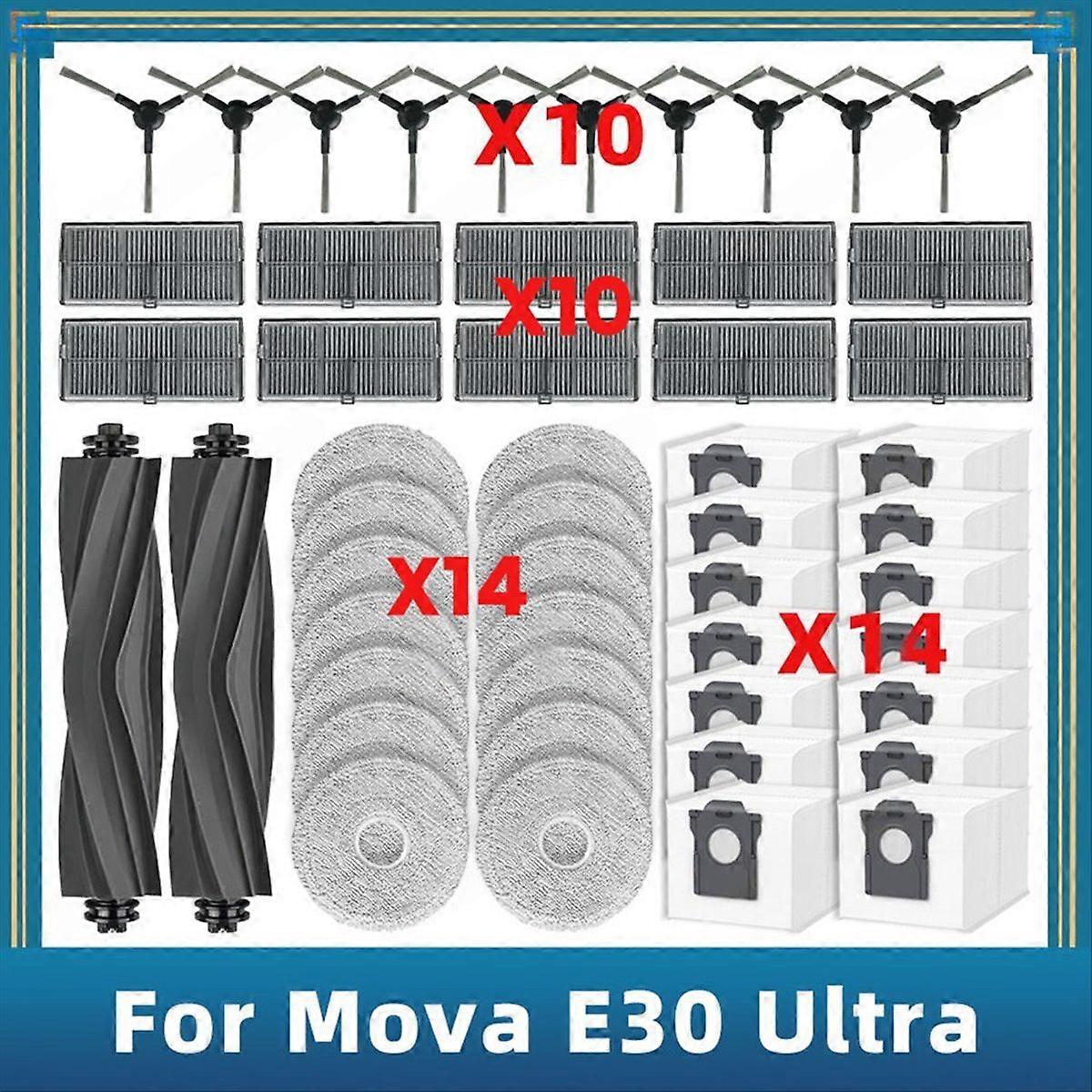 50-teiliges Set Für Den Staubsauger E30 Ultra/find E30 Ultra: Hauptbürste, Filter, Reinigungstuch Und Staubbeutel.