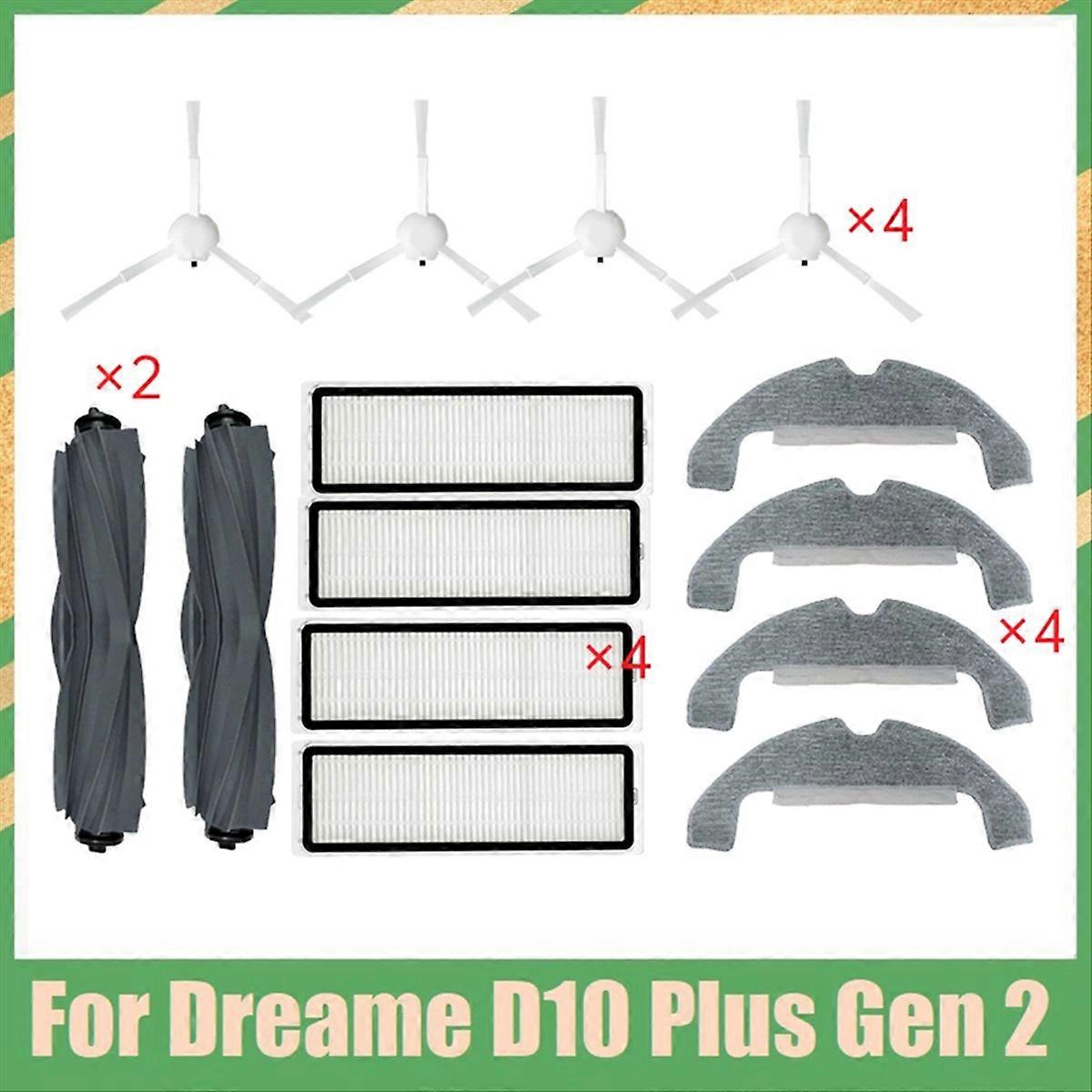 Gummibürste Für D10 Plus Gen 2 Rld32gd – Ersatzteile Und Zubehör – 4 Seitenbürsten, Hepa-filter Und Reinigungstuch