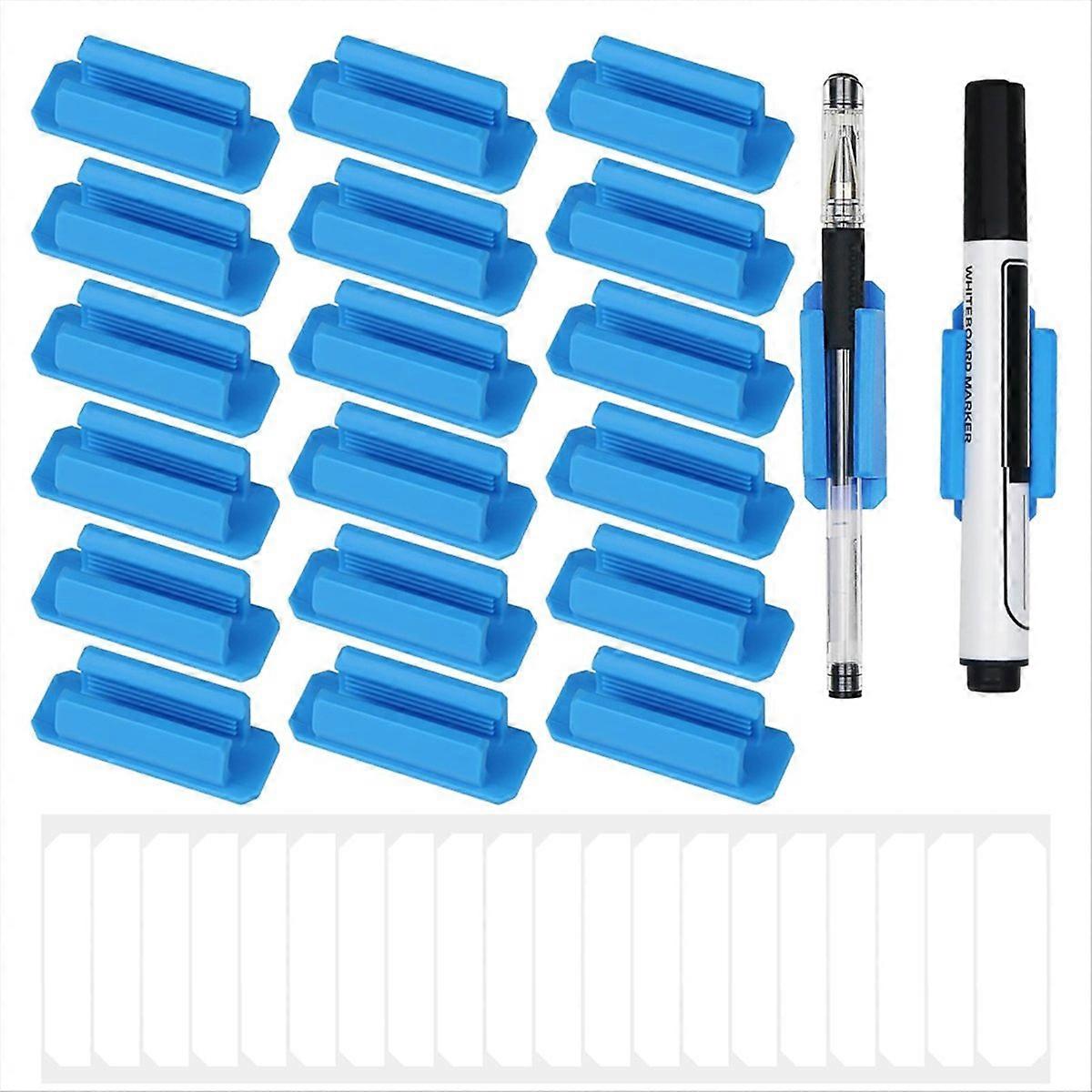 Set Mit 20 Selbstklebenden Stifthaltern Fürs Büro, Inklusive 20 Zusätzlichen Aufklebern, Für Wände, Klemmbretter, Klassenzimmer, Büros