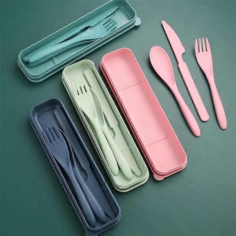 Set Mit 8 Bestecksets Aus Weizenstroh, Tragbares Und Wiederverwendbares Reisebesteck