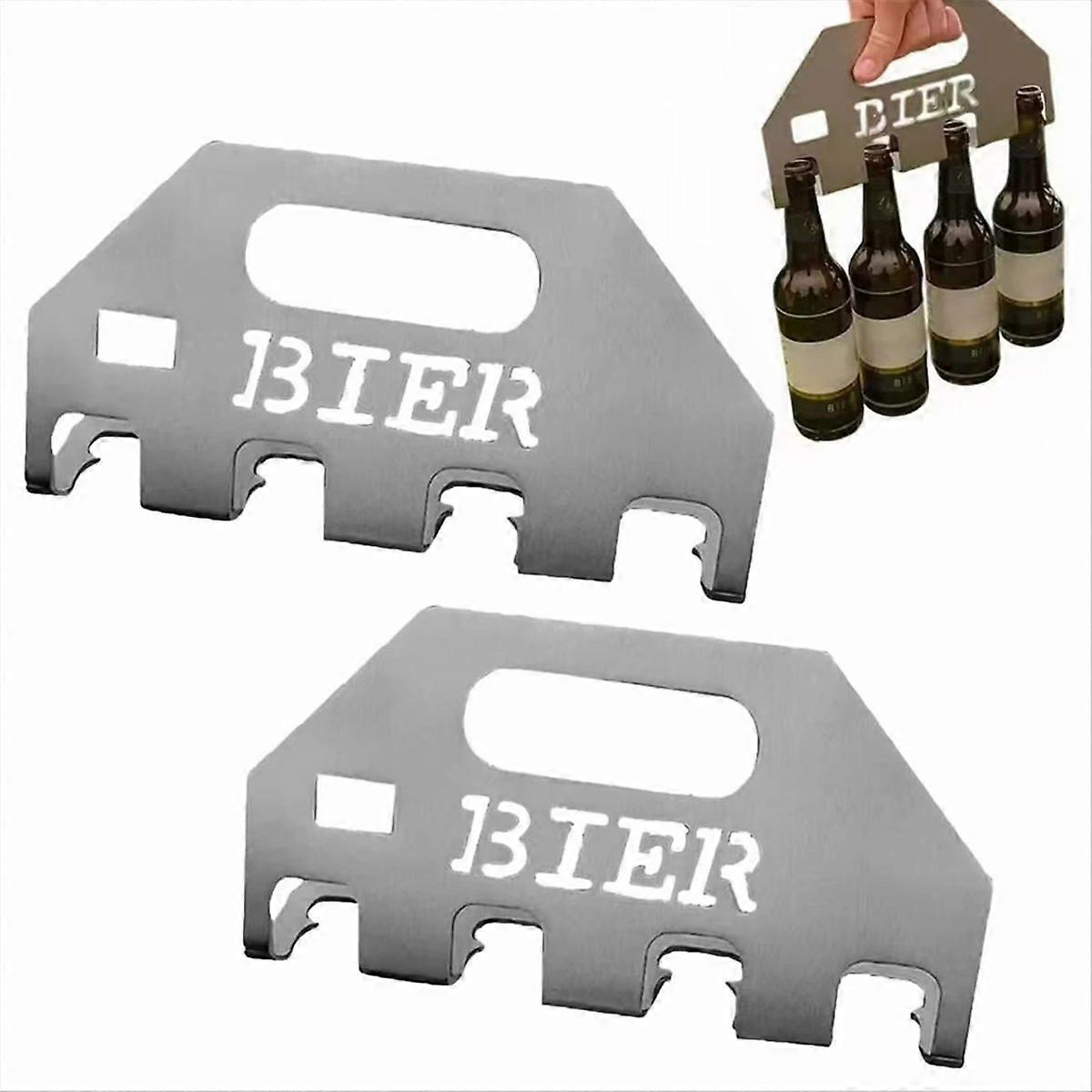 Vierfacher Flaschenöffner Und Flaschenhalter Mit Tragegriff Fürs Camping (2er-set). Öffnet Mühelos 4 Flaschen Mit Einem Einzigen Druck.