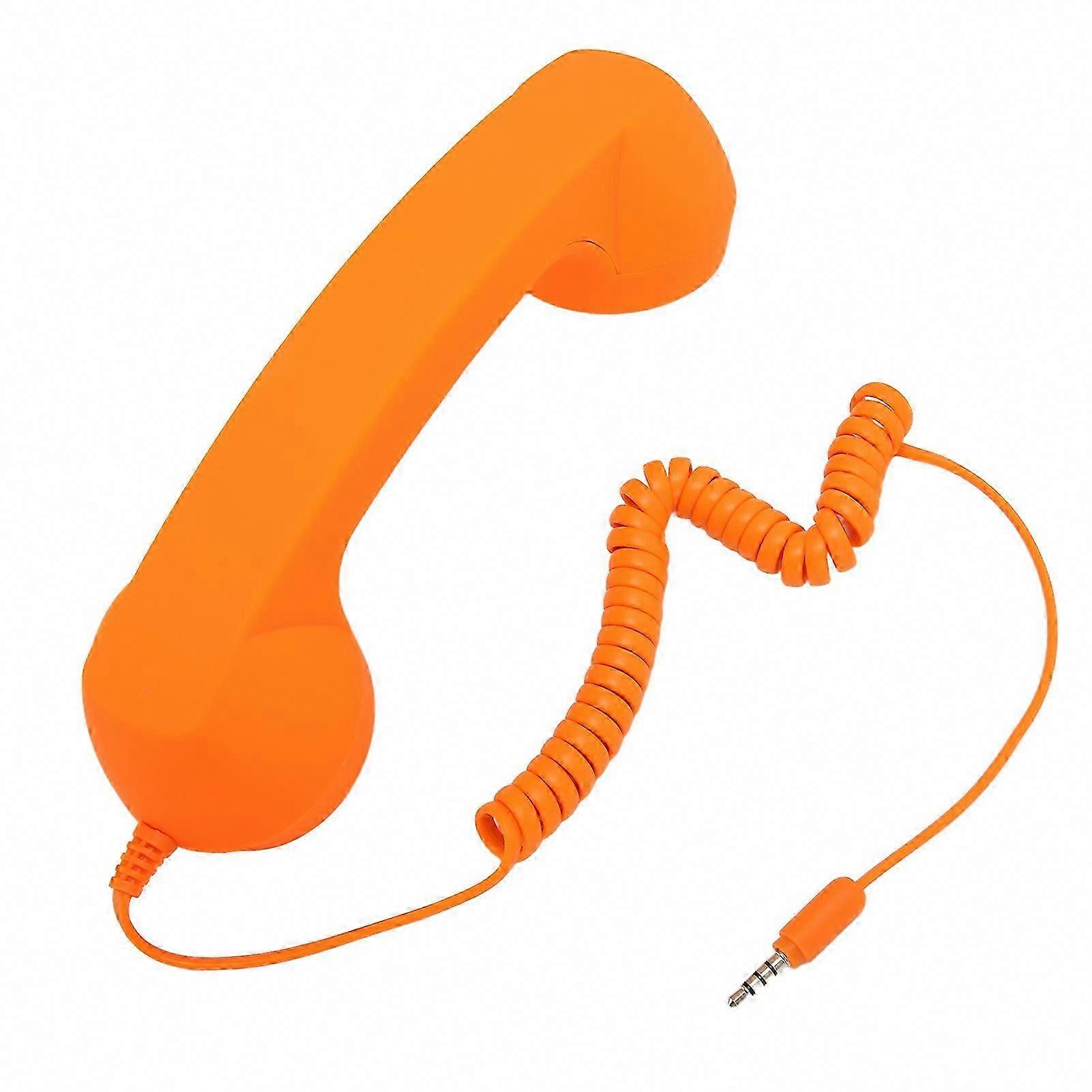 Retro-telefonhörer Mit Schnur Und 3,5-mm-klinkenstecker Für Smartphone Und Pc – Wellengeschützt, Orange
