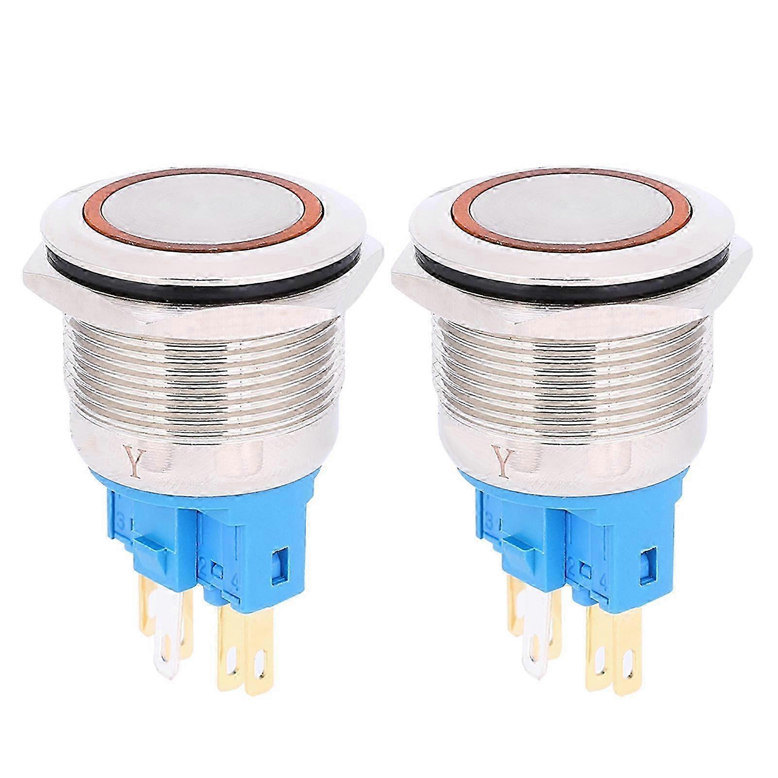 6-poliger Reset-druckknopf Ø22 Mm, Ip65 Wasserdicht – 2er-pack Ringschalter, Dc 3–6 V, Orange