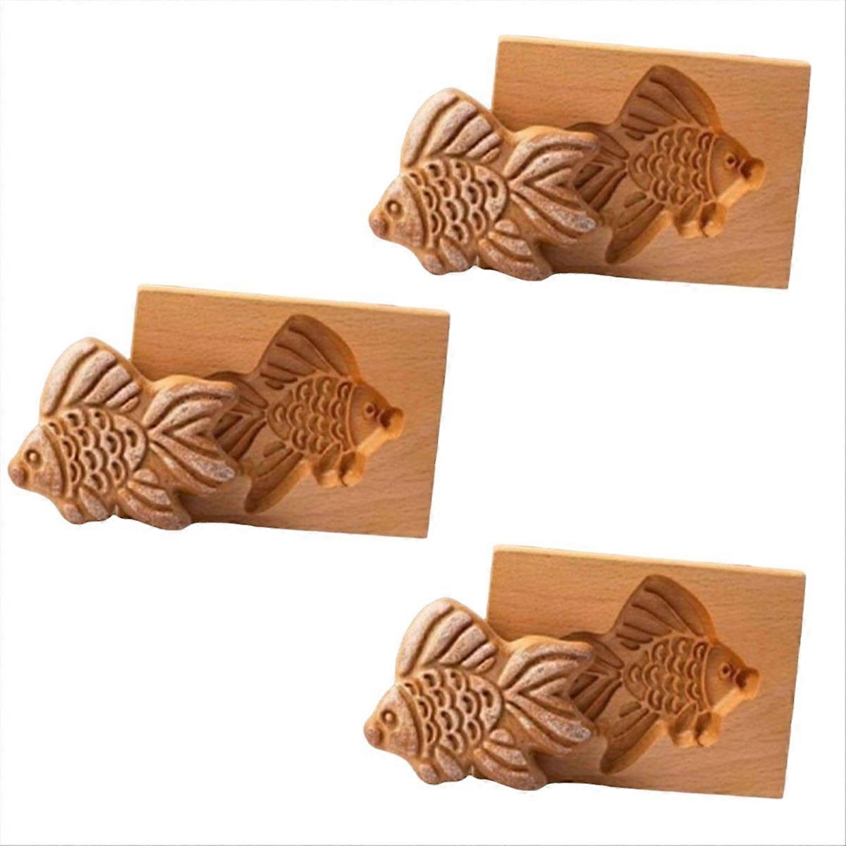 Ausstechform Aus Holz, 3d-geschnitzte Ausstechform Aus Holz In Form Eines Tieres Und Eines Goldfisches