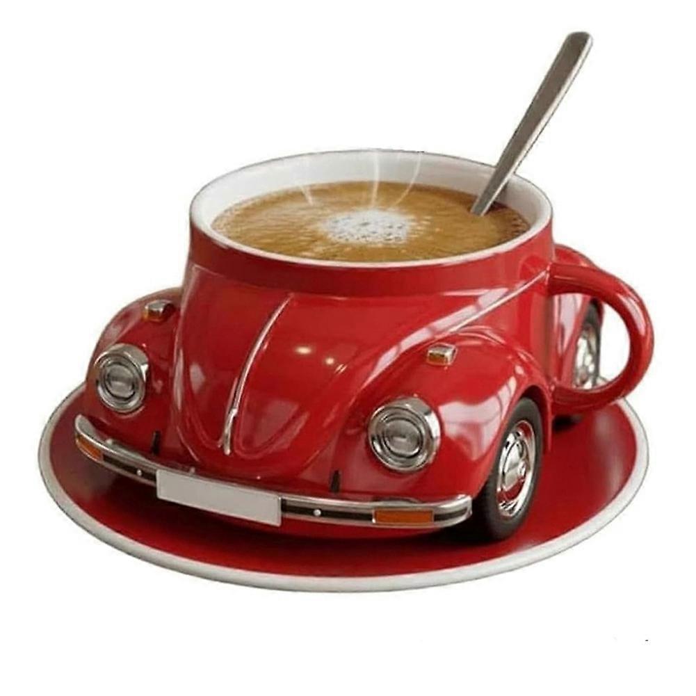 Origineller Und Hitzebeständiger Kaffeebecher, Großes Fassungsvermögen, Handdekoriert, Rot.