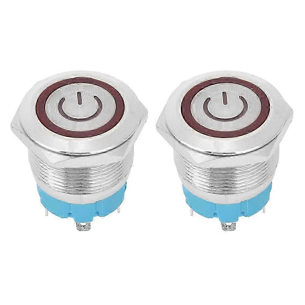 Runder Drucktaster (22 Mm) Mit Flachem, Rotem Kopf, 4-poliger Beleuchteter Schalter (3–6 V Dc), 2er-pack Mit Integrierter Kontrollleuchte, Ein-/ausschalter Für Bedienfelder, Robuste Qualität