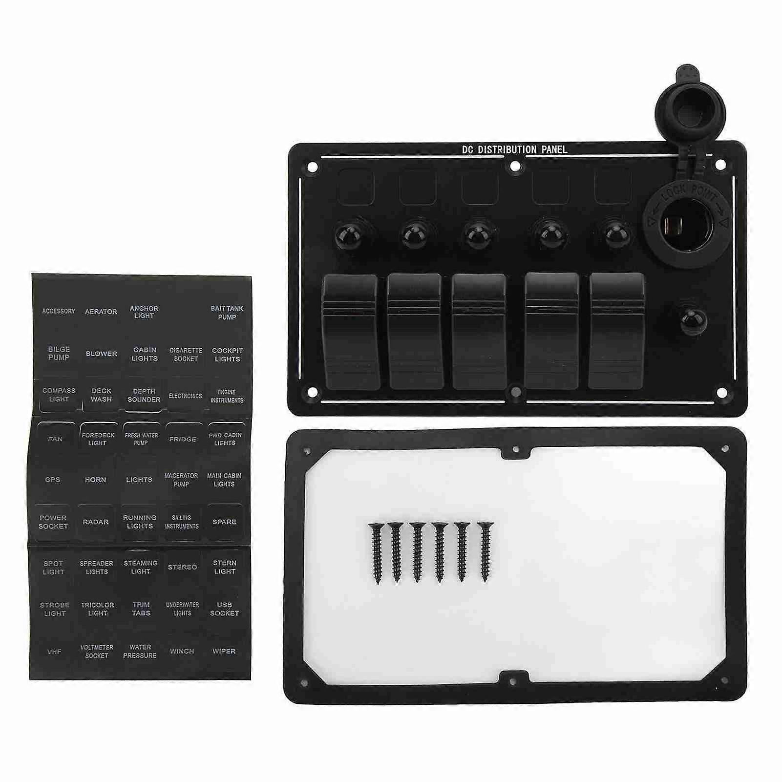 5-fach Wippschalterpanel 12–24 V, Aluminium, Rote Led-anzeige, Für Fahrzeuge, Lkw, Wohnmobile, Boote, Utvs