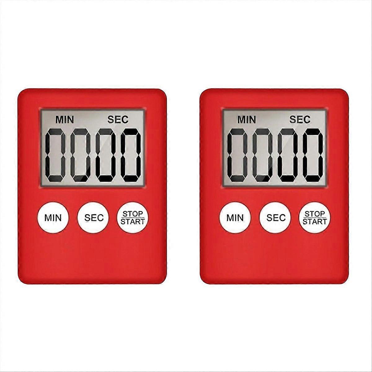 Digitaler Küchentimer, Timer, Eieruhr, Für Die Arbeit, 2er-set Rot