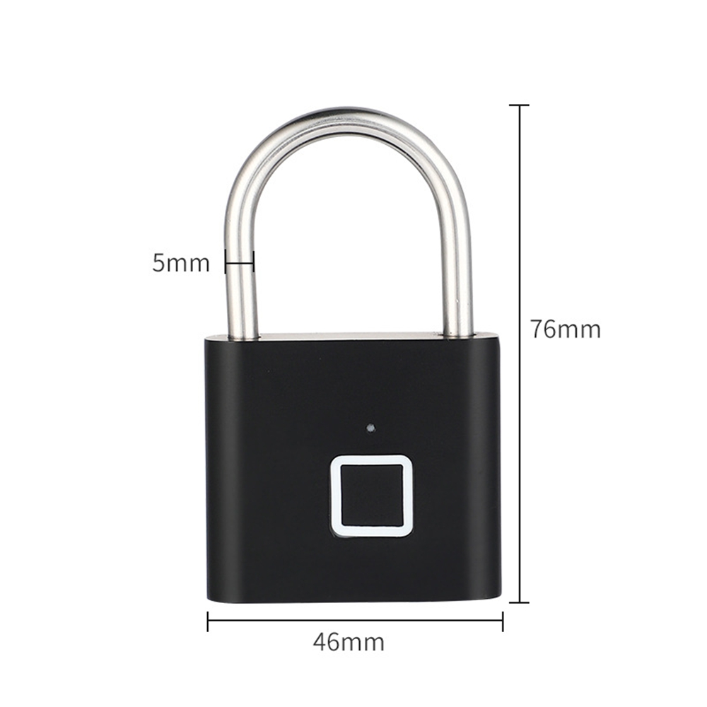 Cadenas Intelligent À Empreinte Digitale Étanche, Serrure Électronique Antivol Rechargeable Pour Portail, Porte, Casier Et Extérieur, Cadenas Biométrique Noir Mat Avec Mémoire 10 Empreintes