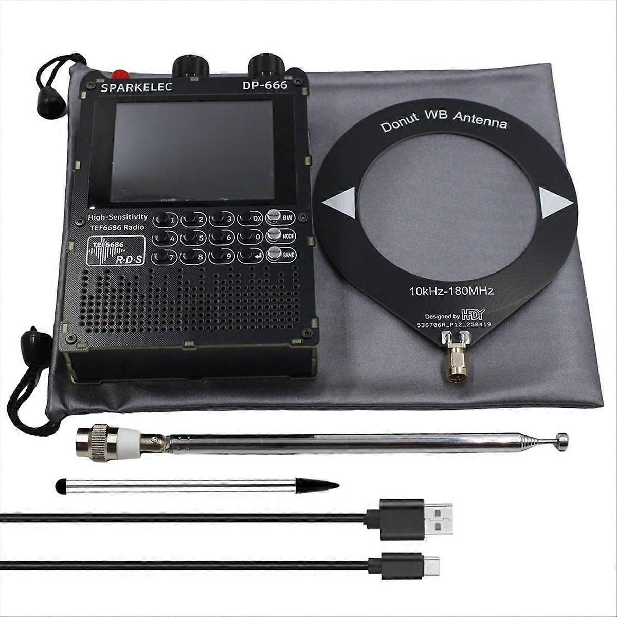 Dp-666 Hochempfindliches Radio Tef6686, Vollband-fm, Am, Lw, Mw, Sw, Kurzwelle, Esp32, Rds, 2,8-zoll-ips-touchscreen, Schwarz