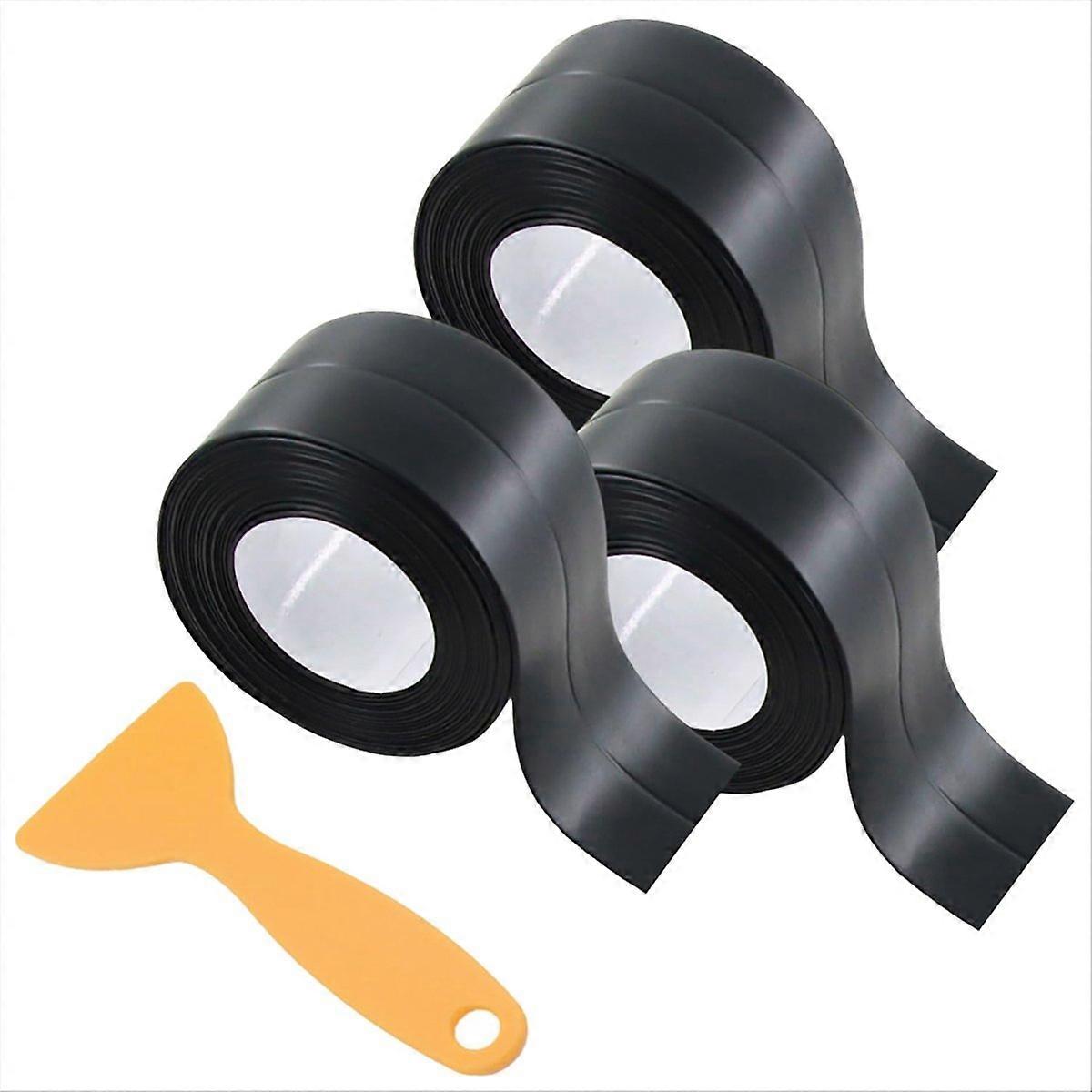 Packung Mit 3 Rollen Dichtungsband, Wasserdicht Und Selbstklebend, Für Toiletten, Badezimmer, Waschbecken, Badewanne, Boden- Und Wandkanten (schwarz).