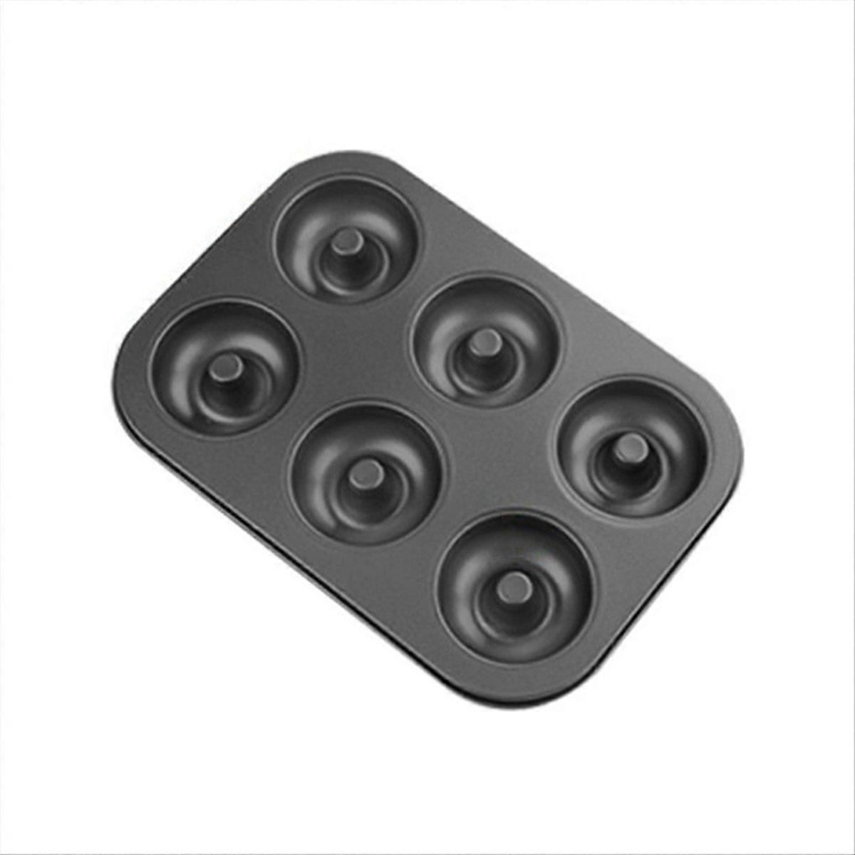 Donutform Mit Löchern Für Kuchen, Schokoladengebäck Und Hausgemachte Desserts, 6 Mulden, Schwarz