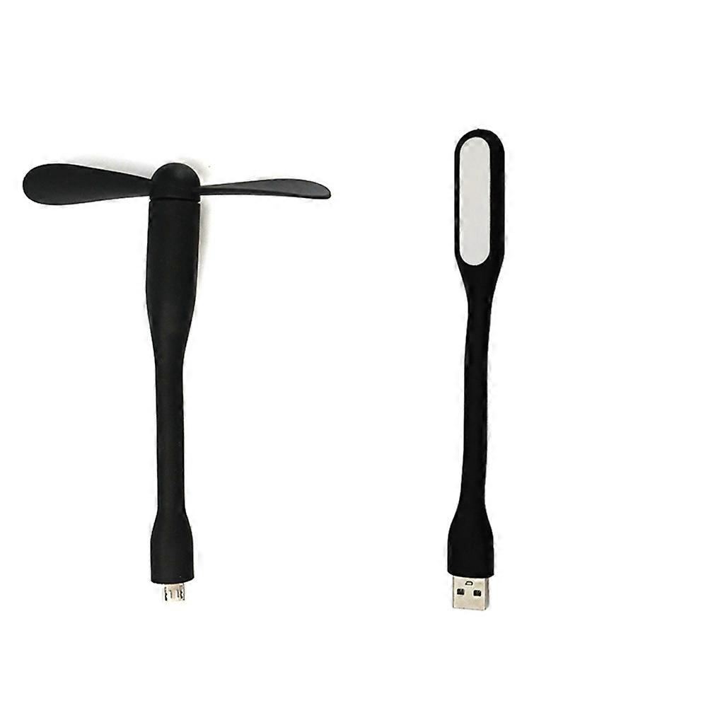 Multifunktionaler Mini-usb-tischventilator Mit Tragbarer Und Energiesparender Led-leuchte, Schwarz
