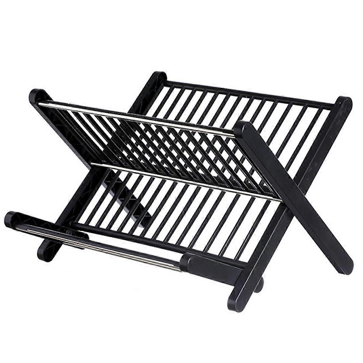 Zusammenklappbarer Und Leicht Abtropfender Abtropfkorb Für Schüsseln Und Tabletts, Multifunktionales Küchenregal, Schwarz